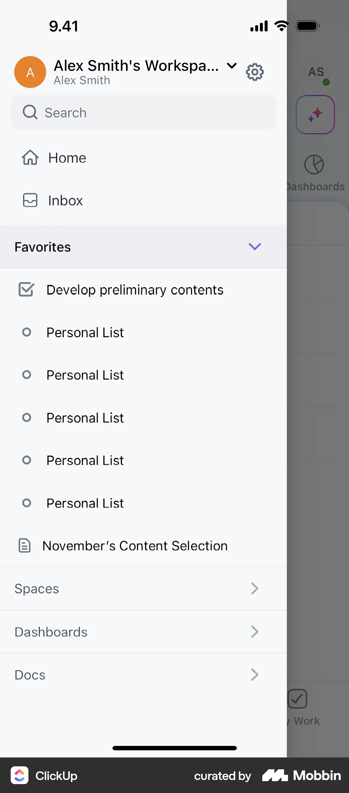 ClickUp iOS screen containing Accordion UI element