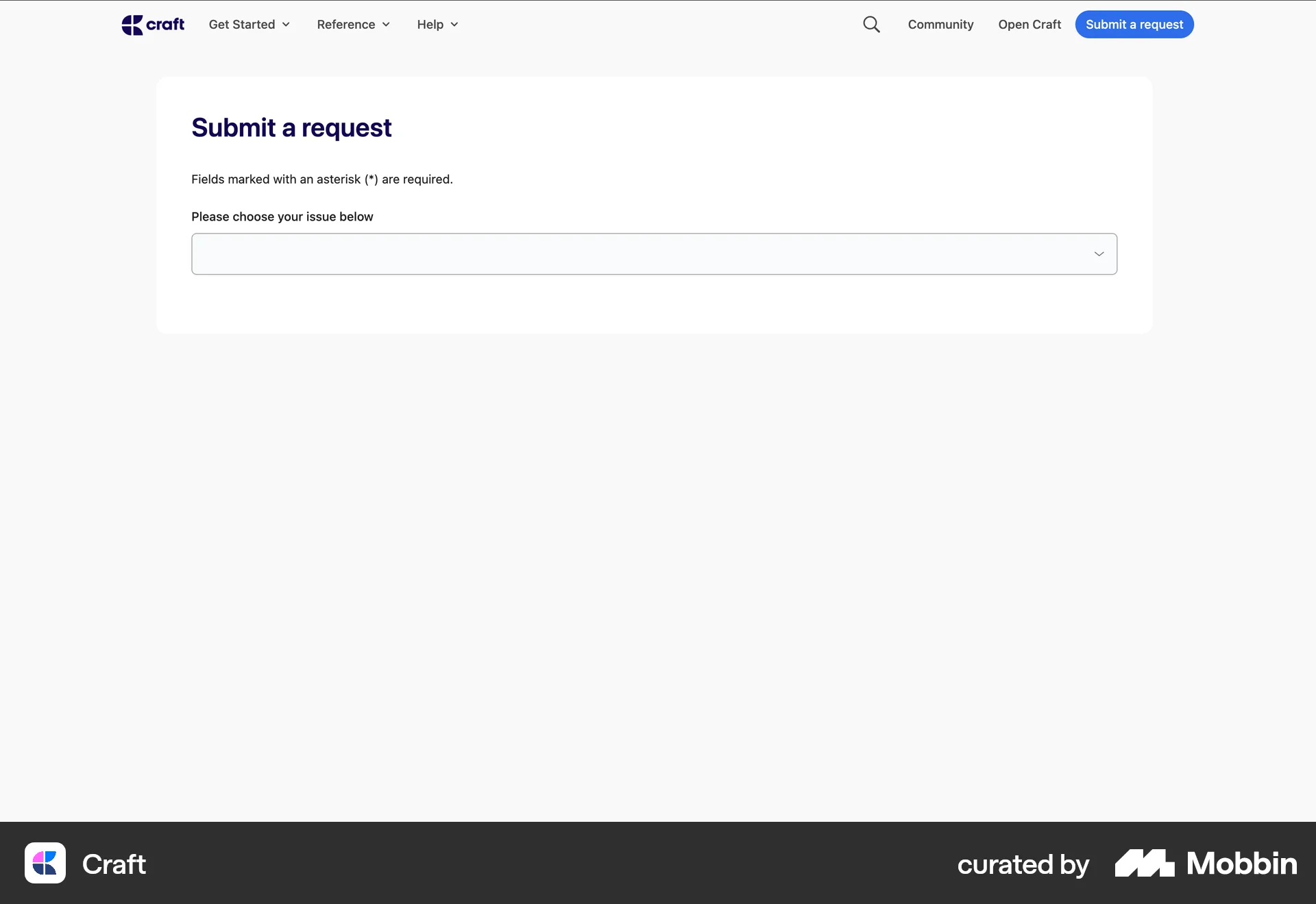 Craft Web Web Form UI screen