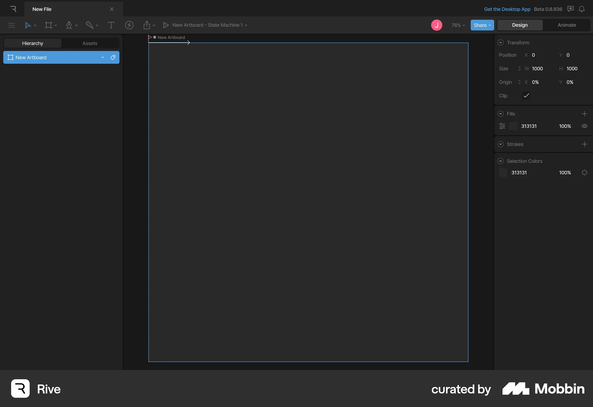 Rive Web Canvas screen