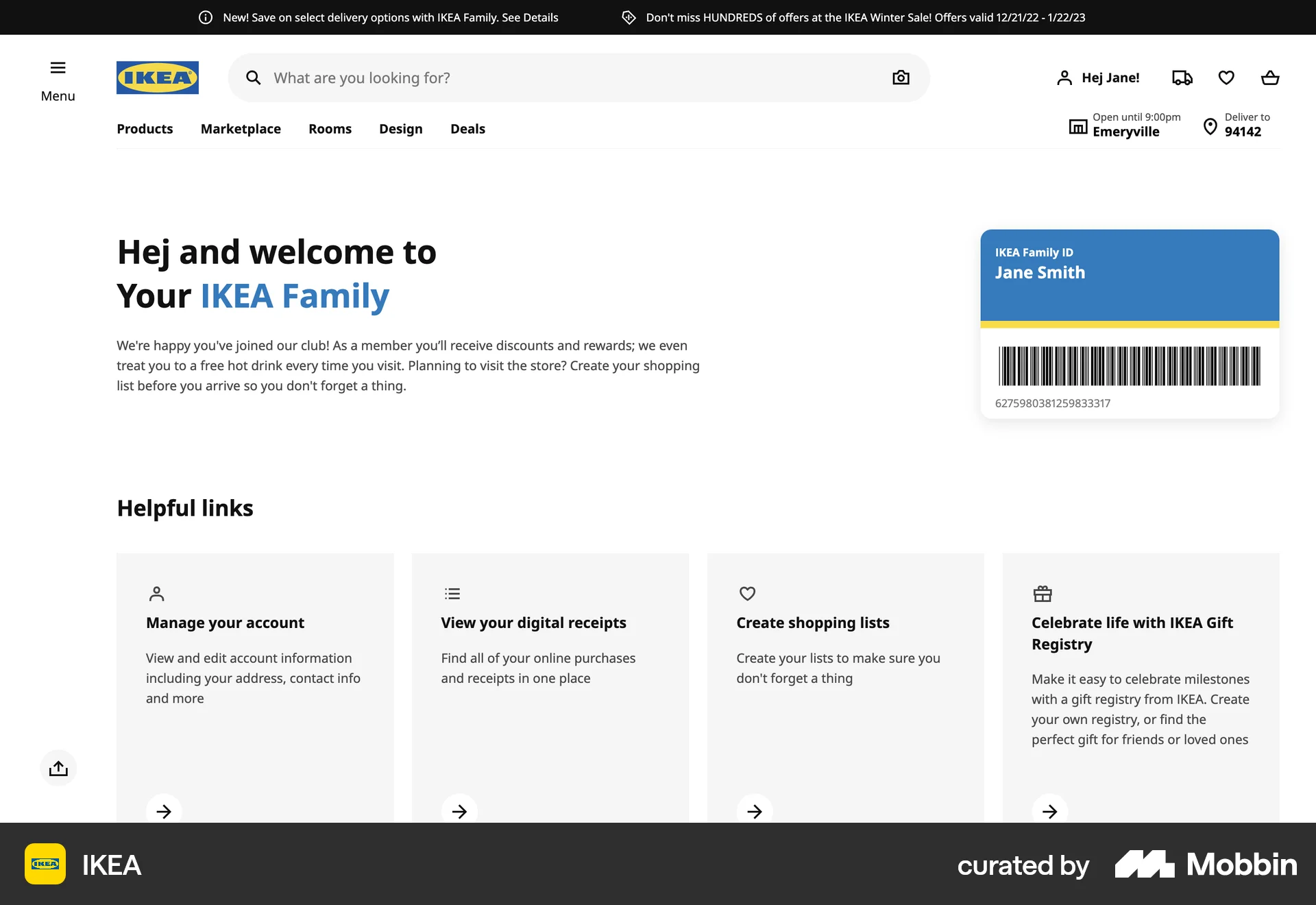 IKEA Web My Account & Profile screen