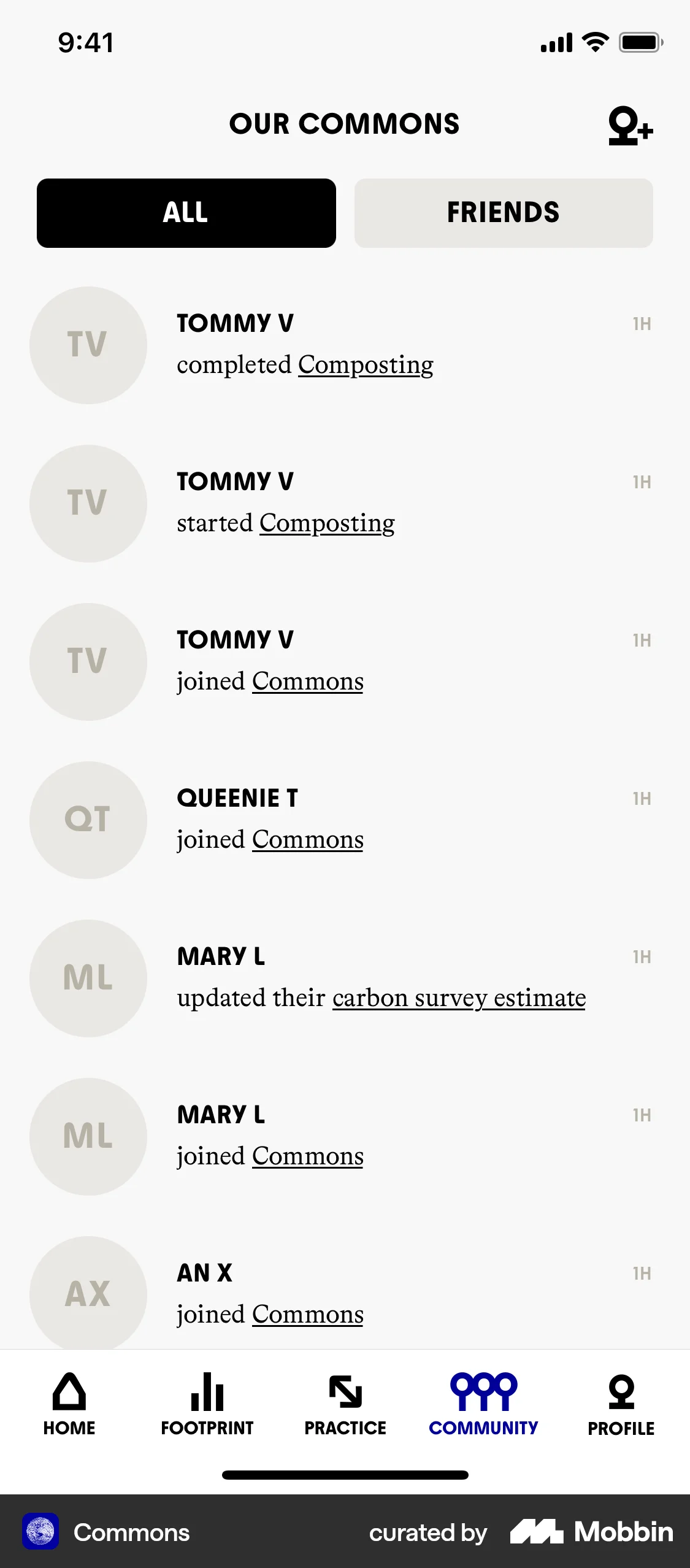 Commons iOS Social Feed screen
