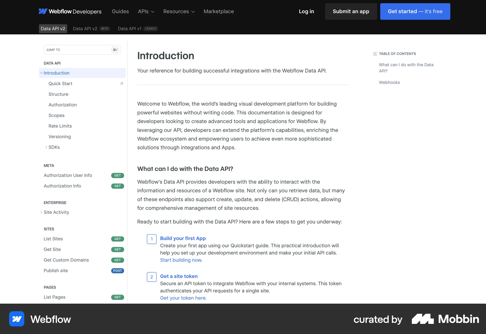 Webflow Web screen containing Tree UI element