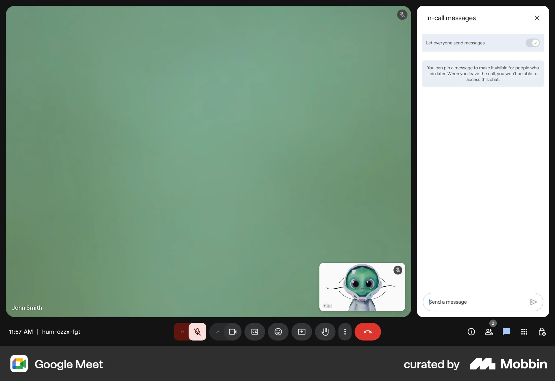 Google Meet Web Chat Detail screen