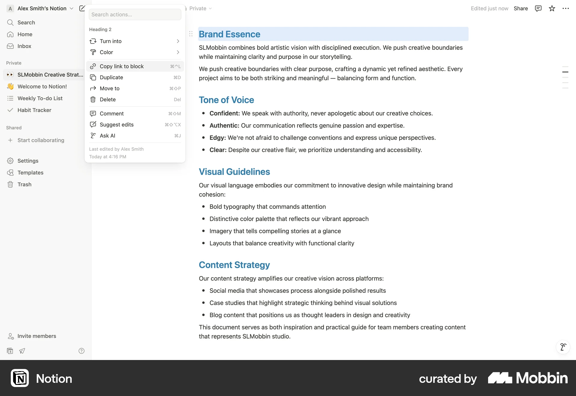 Notion Web Action Option screen