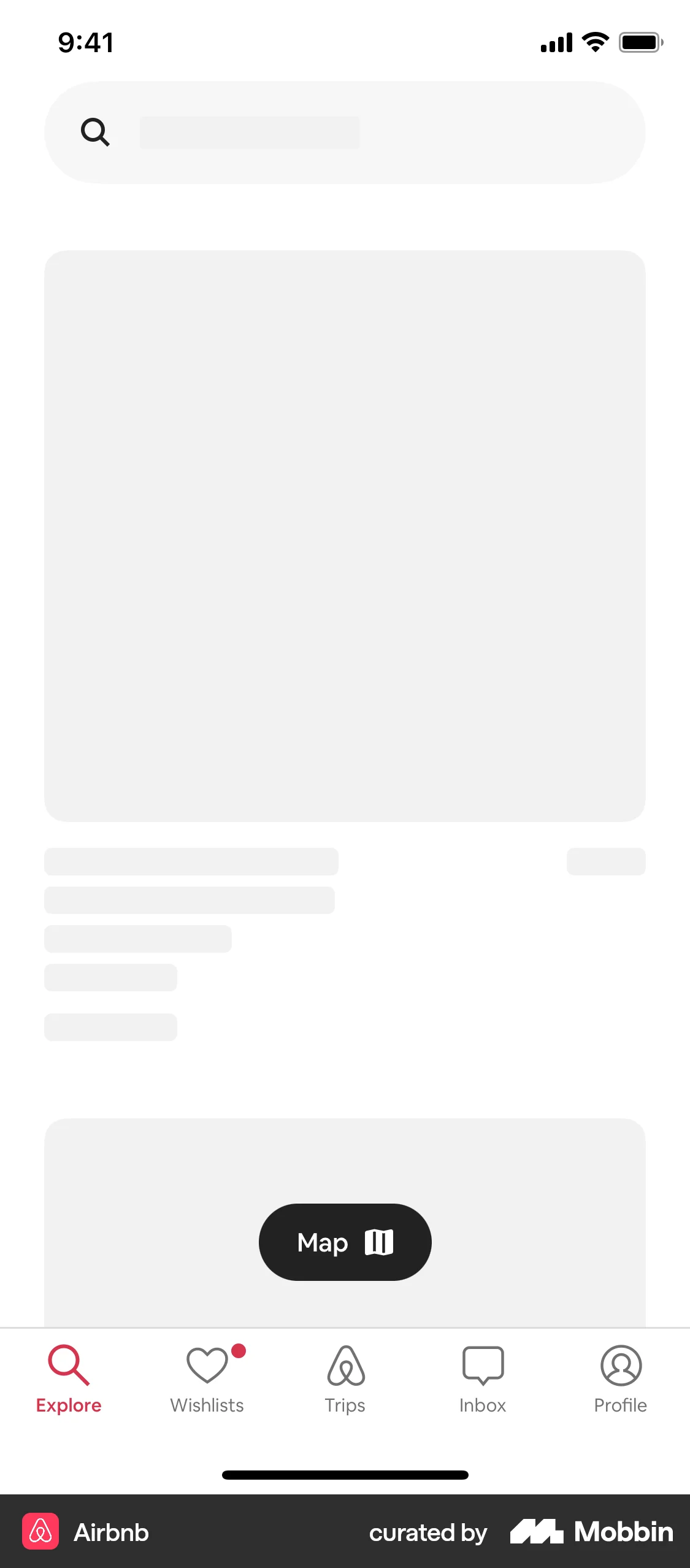 Airbnb iOS screen containing Skeleton UI element