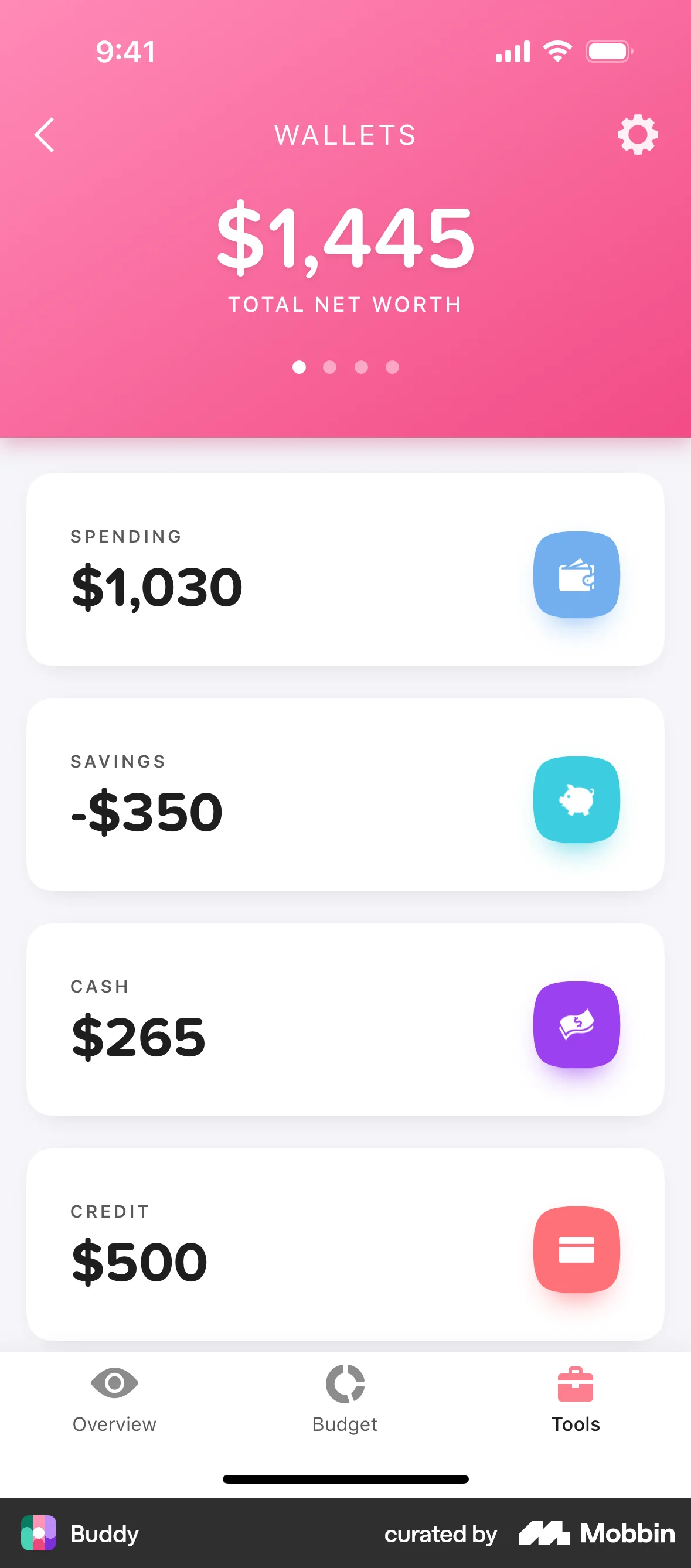 Buddy iOS Wallet & Balance screen
