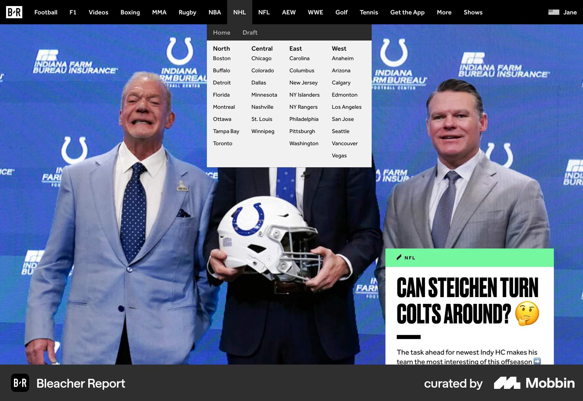 Bleacher Report Web Sports App screen