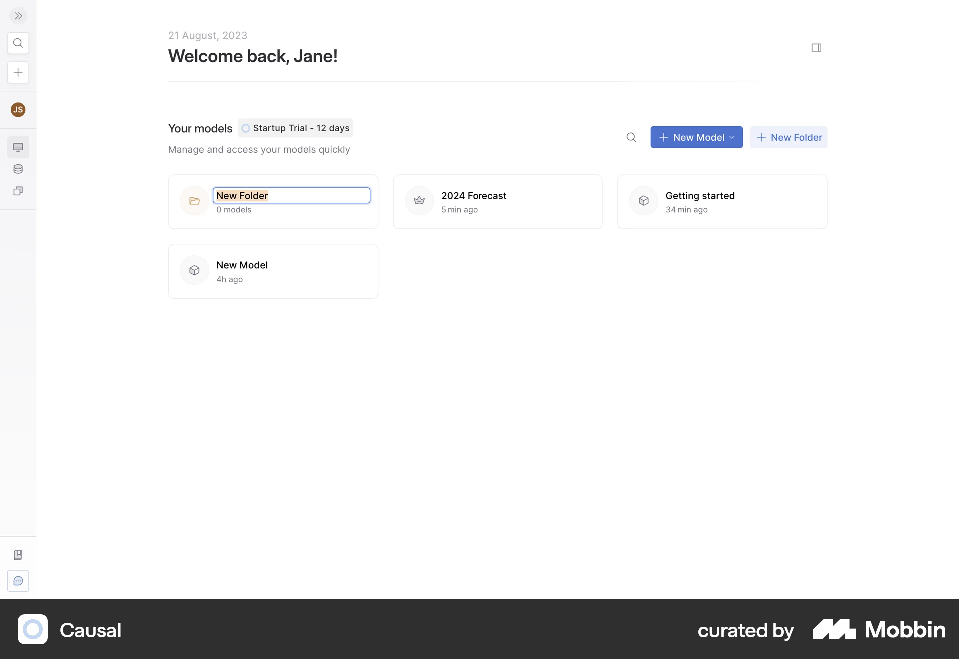 Causal Web screen containing Editable Text UI element