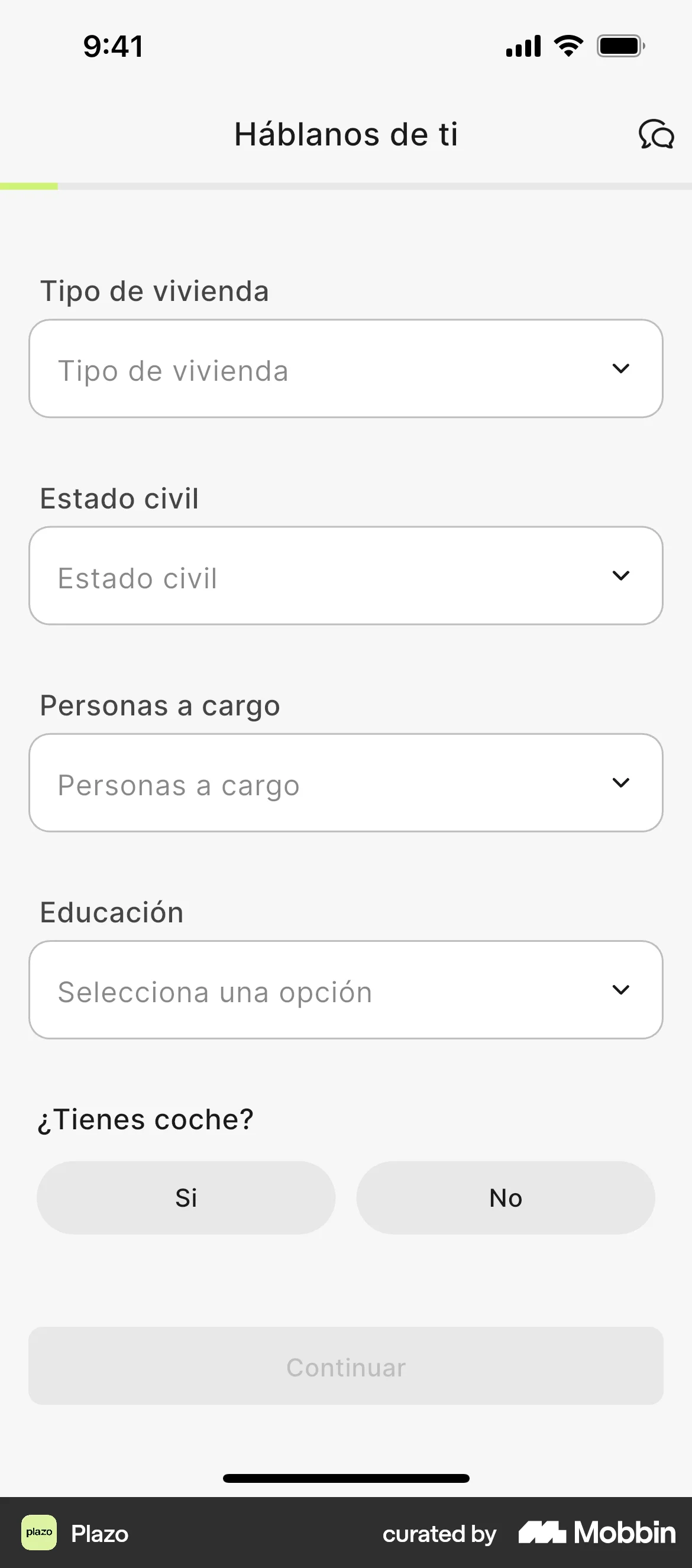 Plazo Onboarding screen