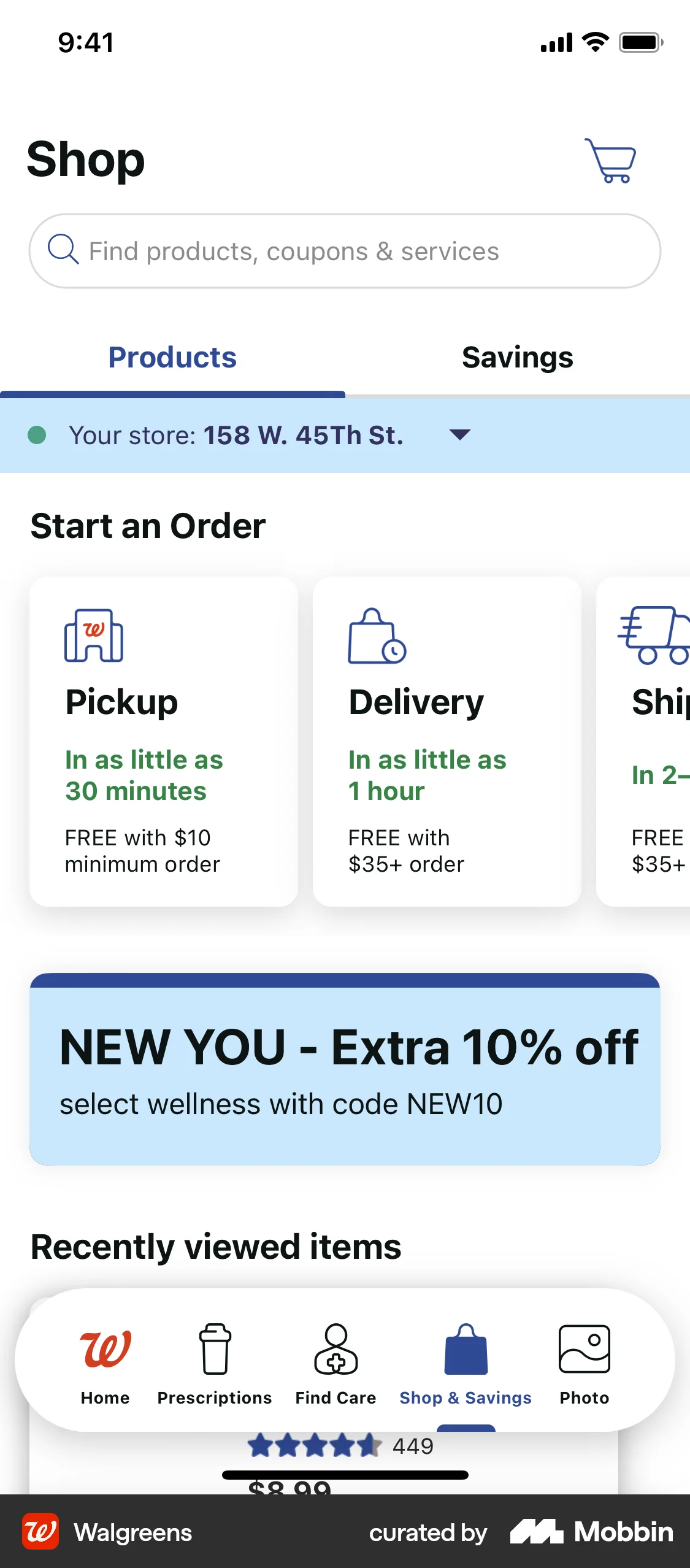 Walgreens iOS Shop & Storefront screen