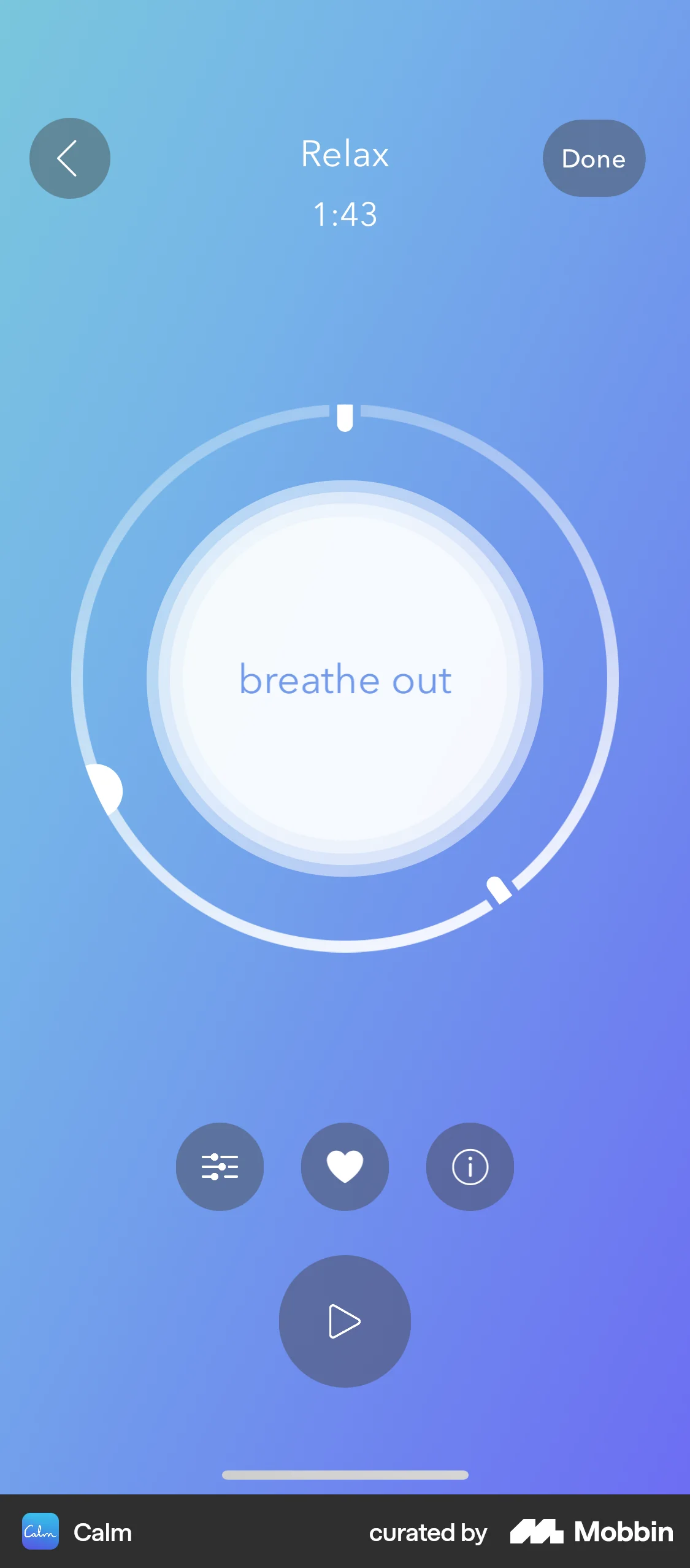Calm iOS Audio Player screen
