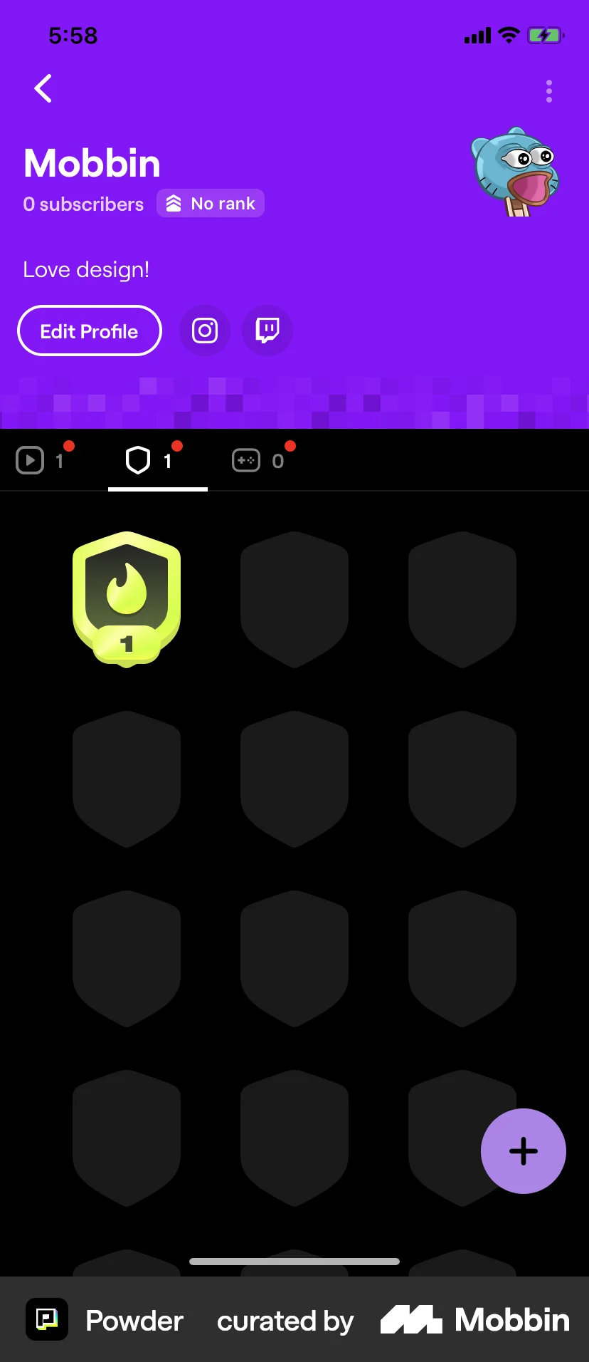 Powder iOS Achievements & Awards screen