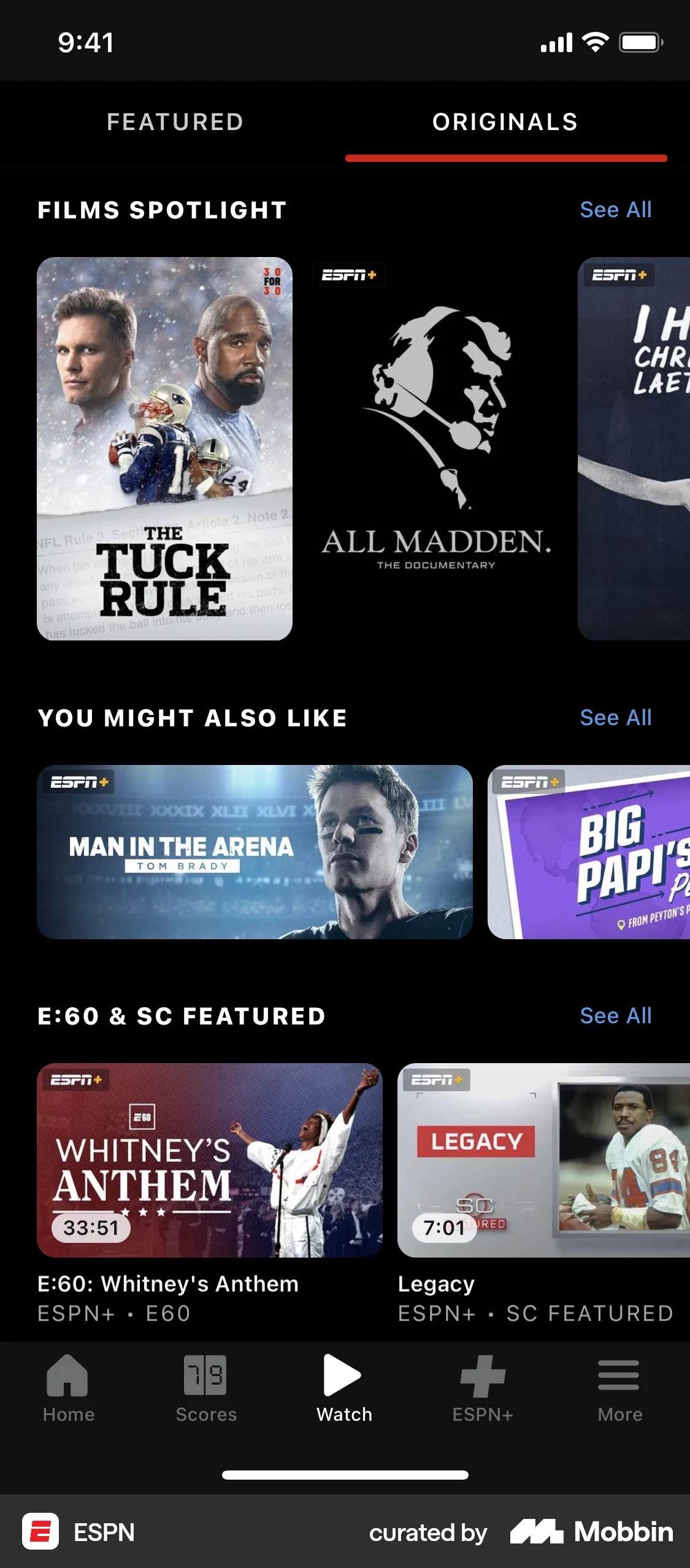 ESPN iOS TV Show & Movie Detail screen