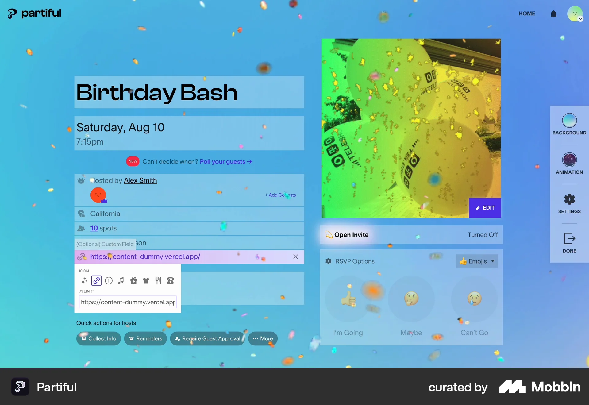 Partiful Web Lifestyle App screen