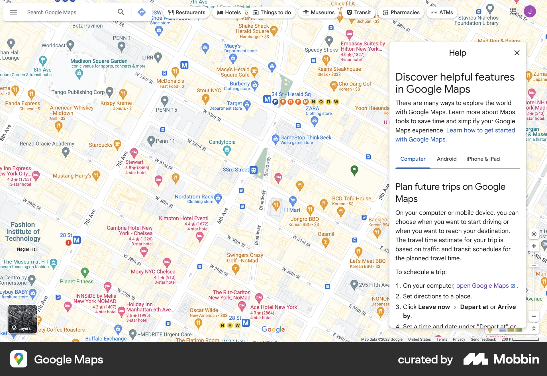 Google Maps Web Help & Support screen