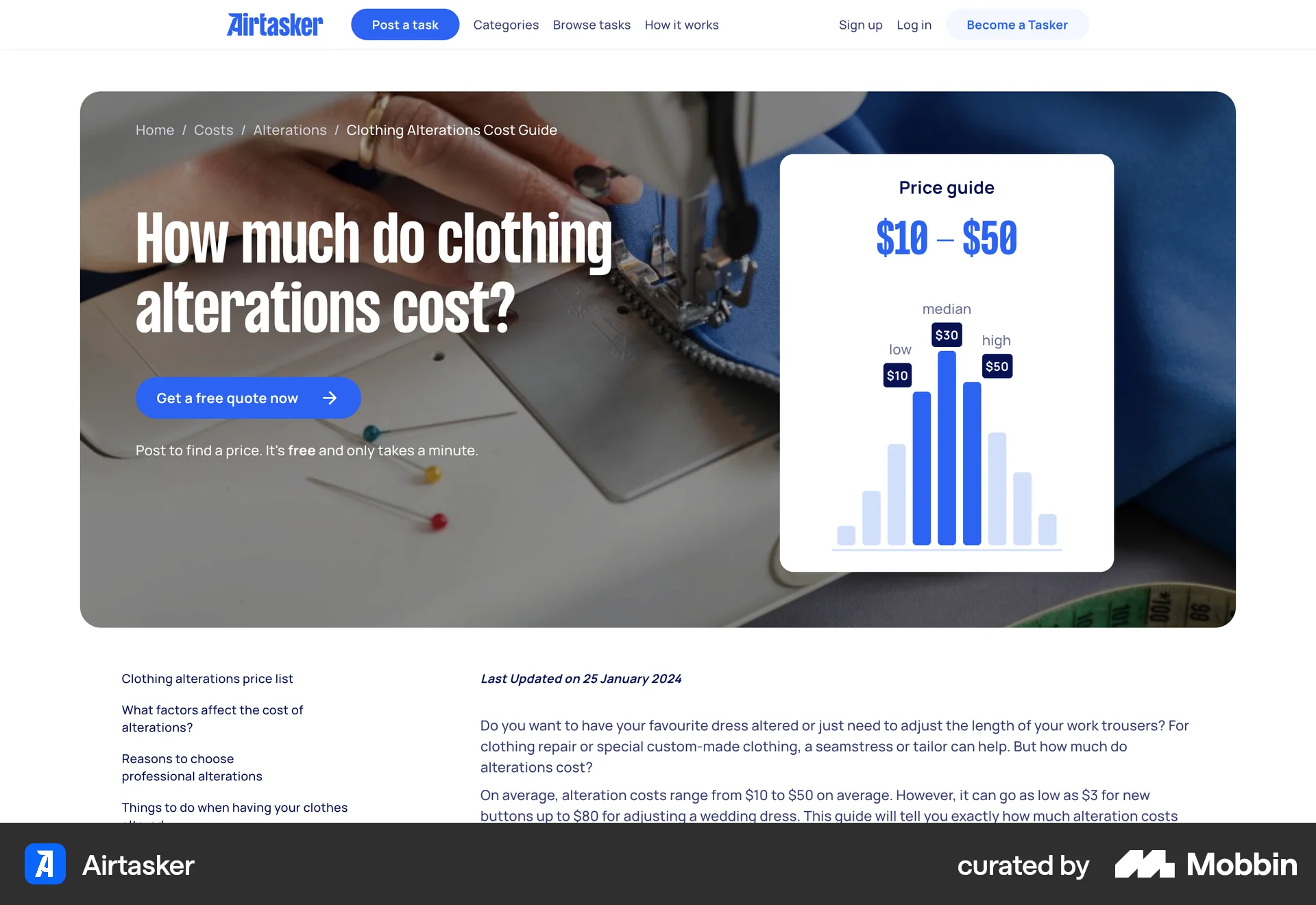 Airtasker Web Article Detail screen