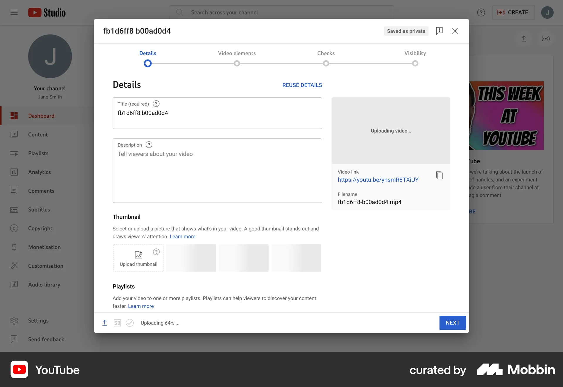 YouTube Web screen containing Skeleton UI element