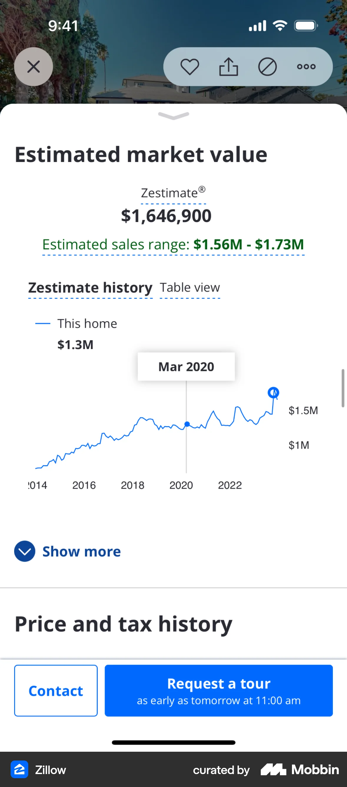 Zillow iOS Real Estate App screen