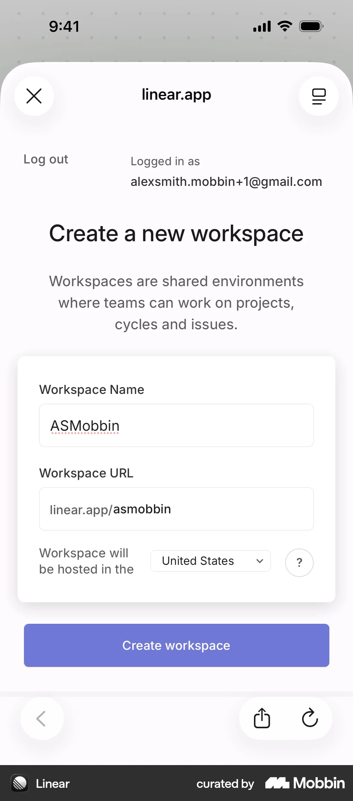 Linear Mobile Onboarding screen