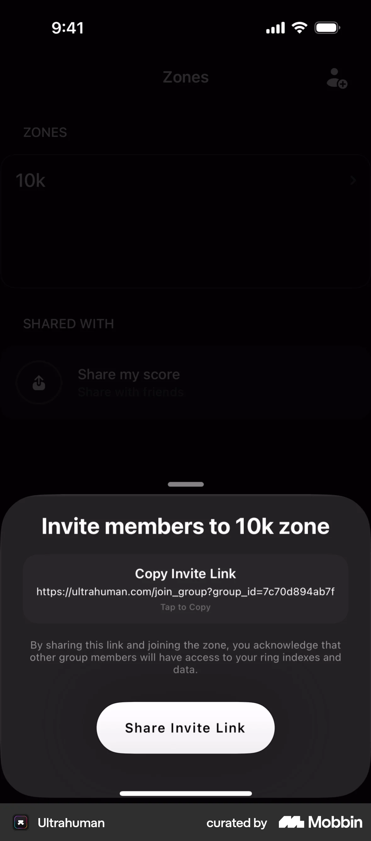 Ultrahuman iOS Invite Teammates screen