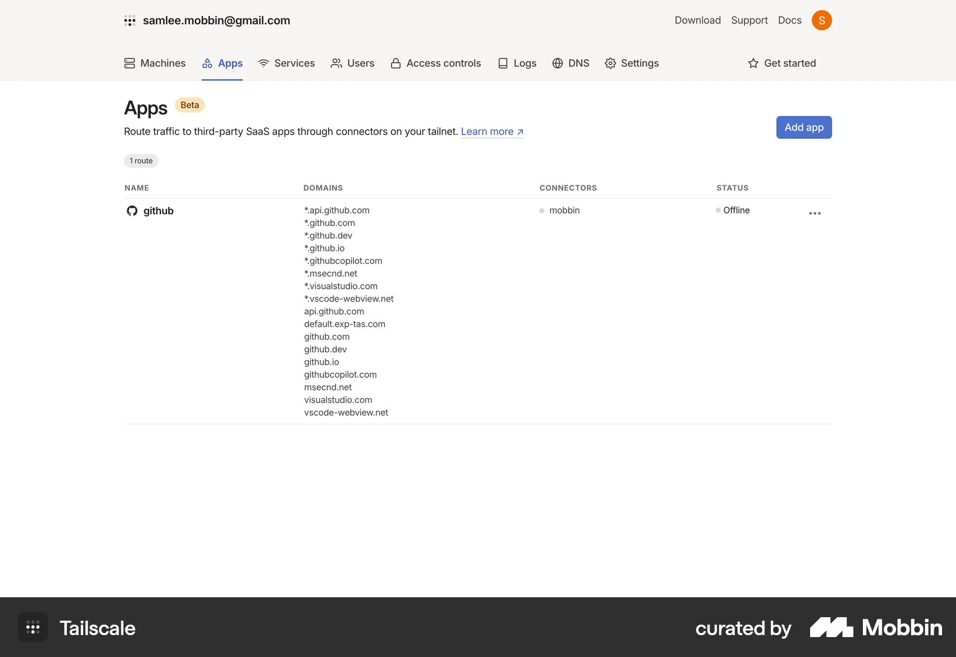 Tailscale Web Utilities App screen