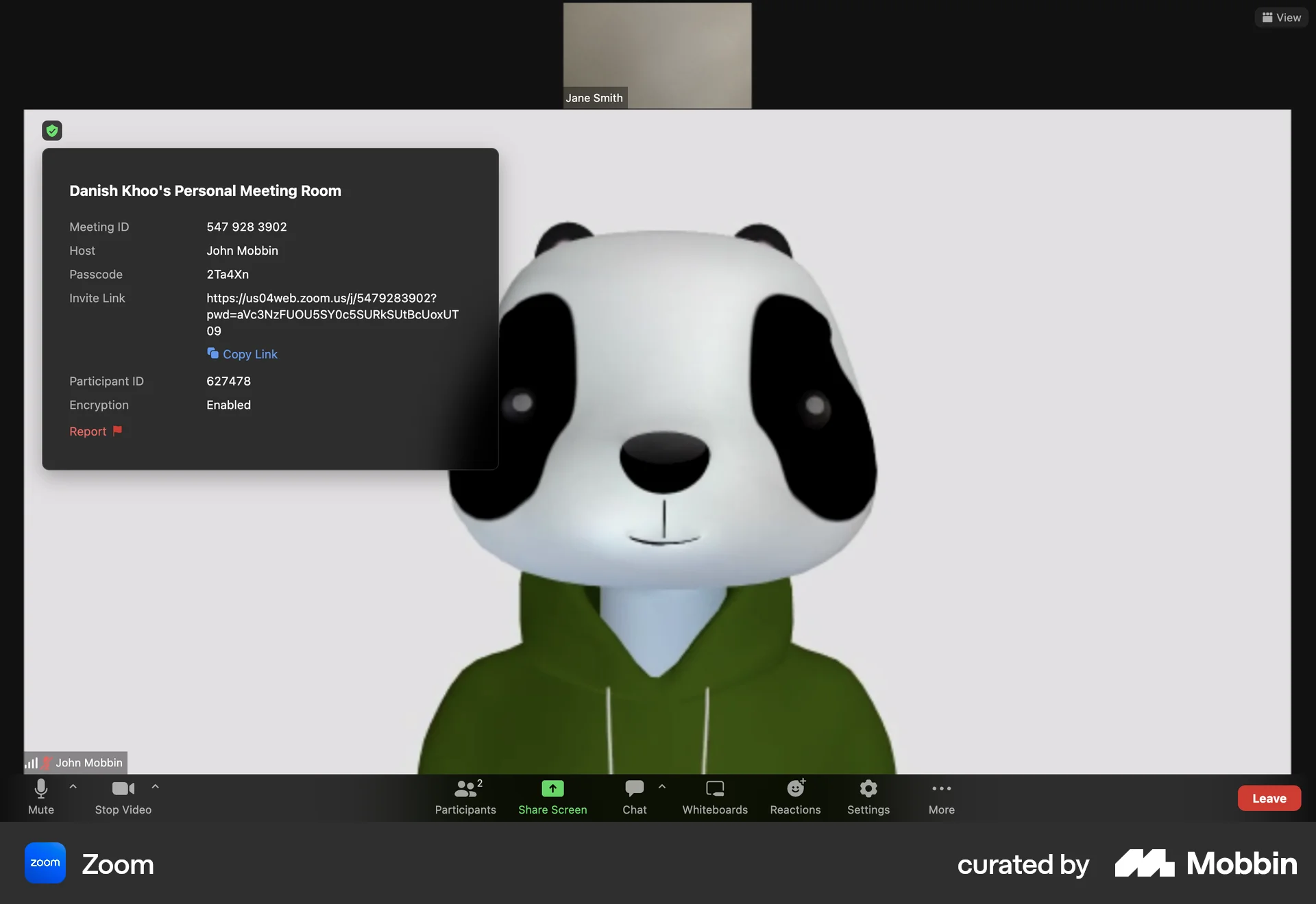 Zoom Web Call screen