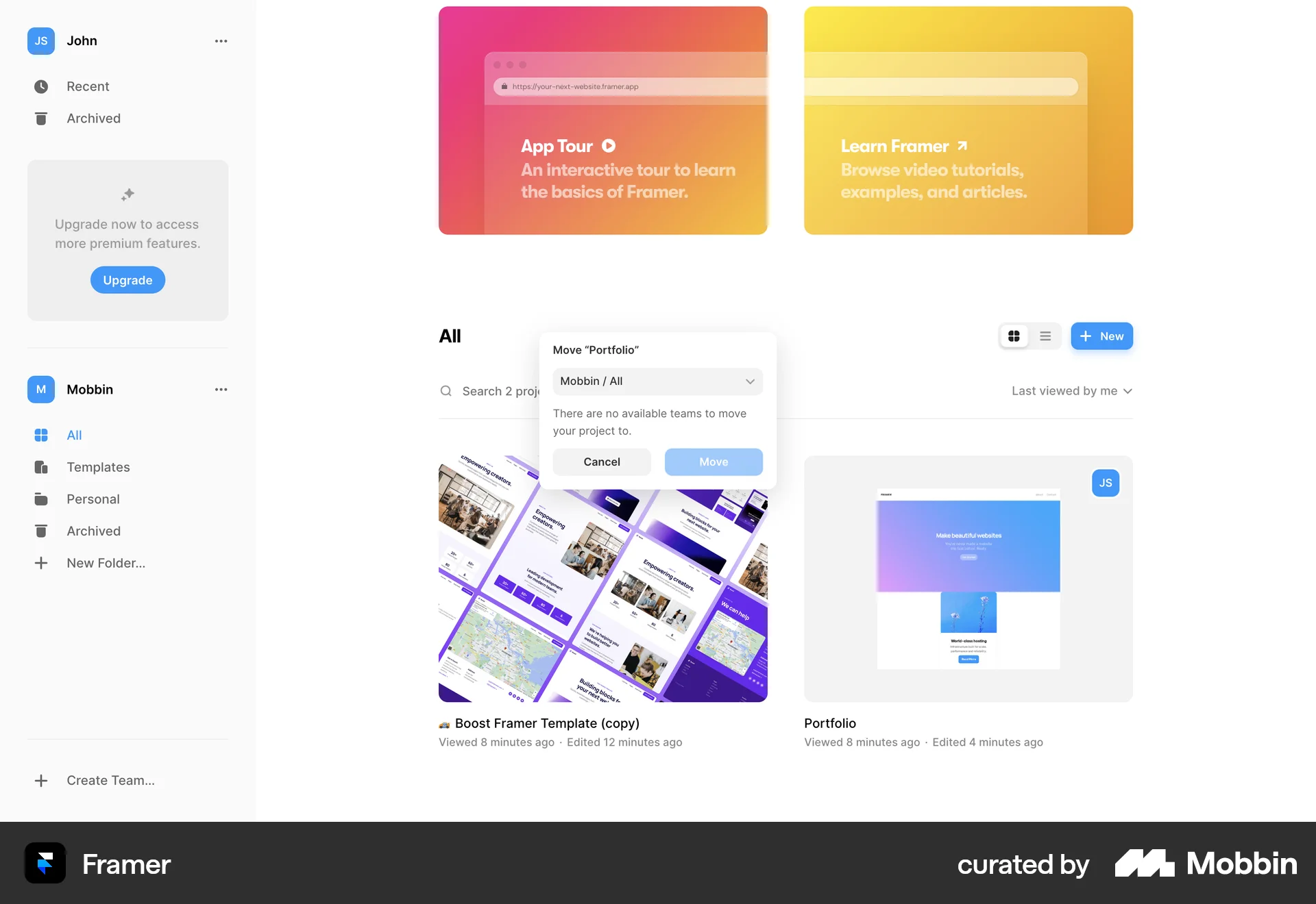 Framer Web Move screen