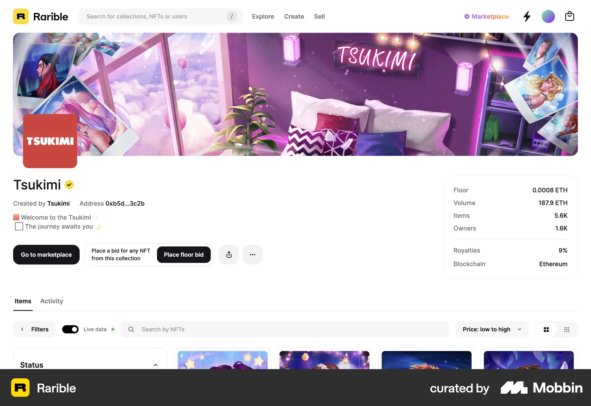 Rarible Web Shop & Storefront screen