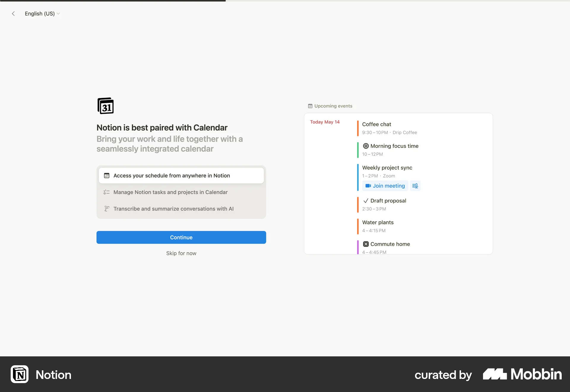 Notion Web Collaboration App screen