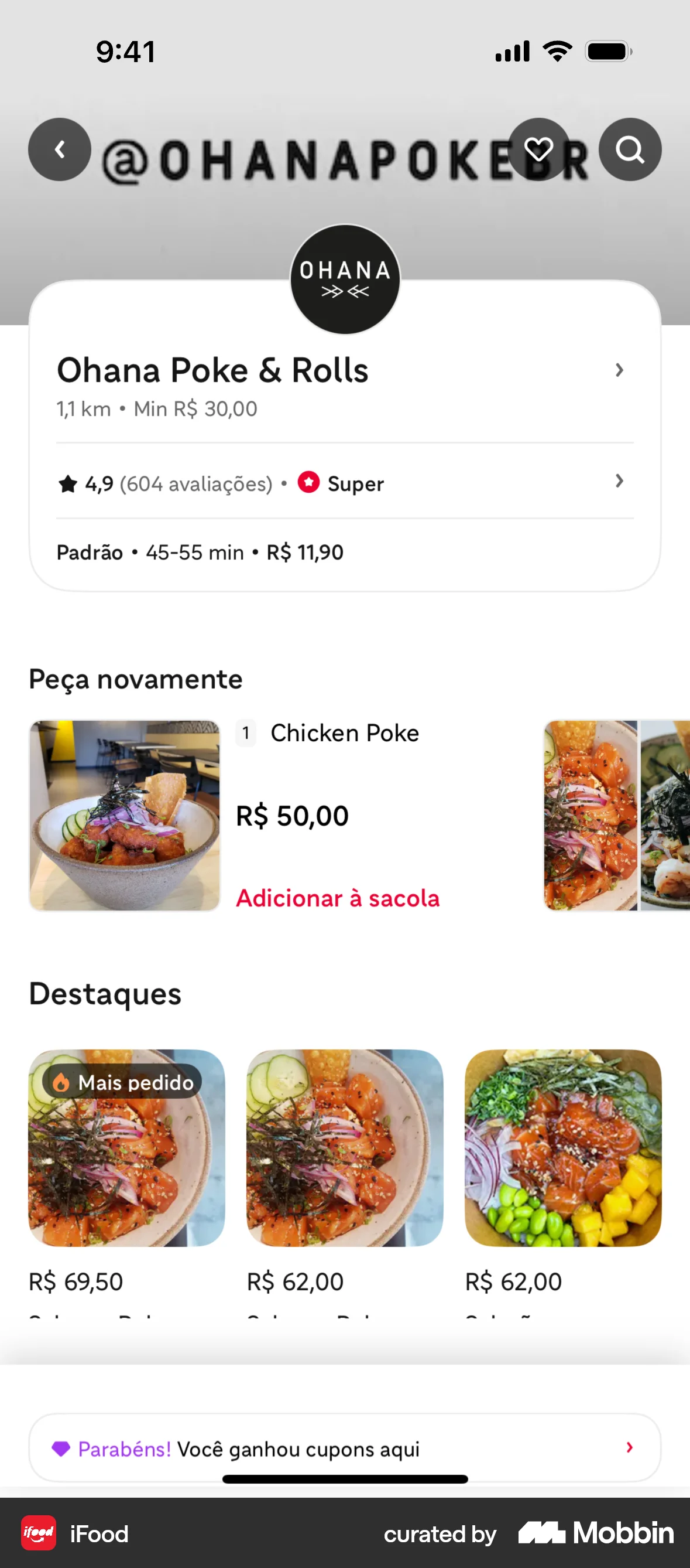 iFood screen