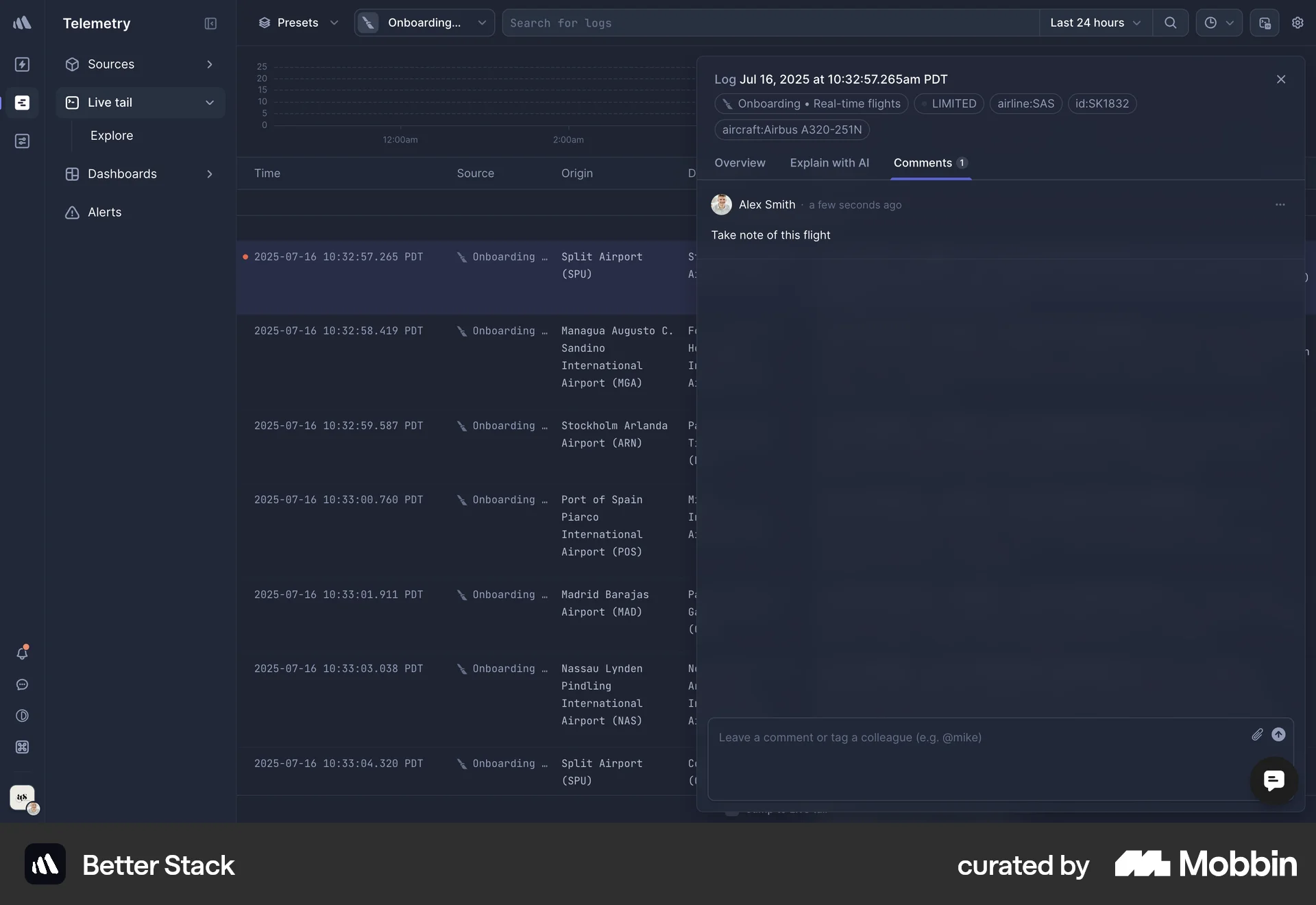 Better Stack Web screen containing Drawer UI element