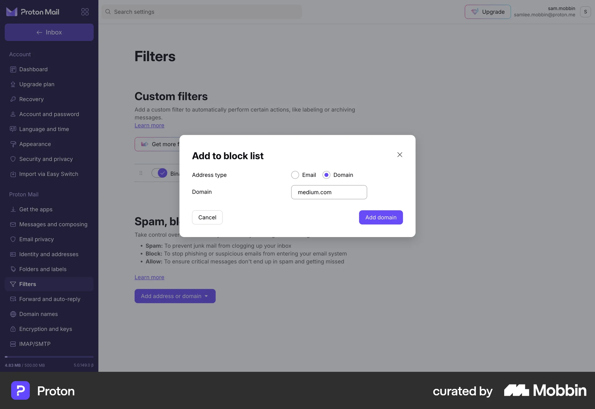 Proton Web Ban & Block screen
