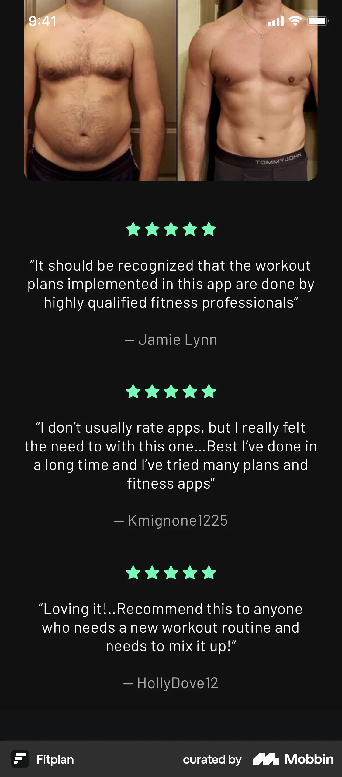 Fitplan iOS Reviews & Ratings screen