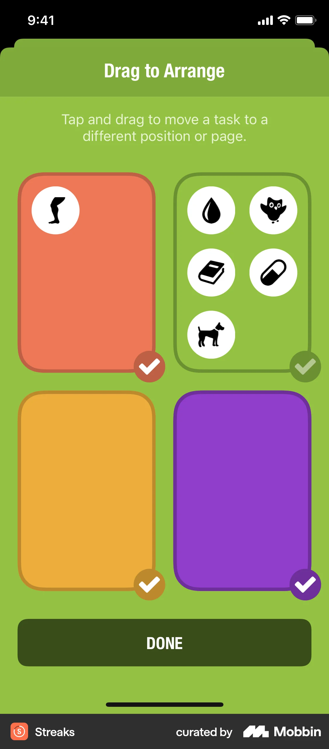 Streaks iOS Move screen