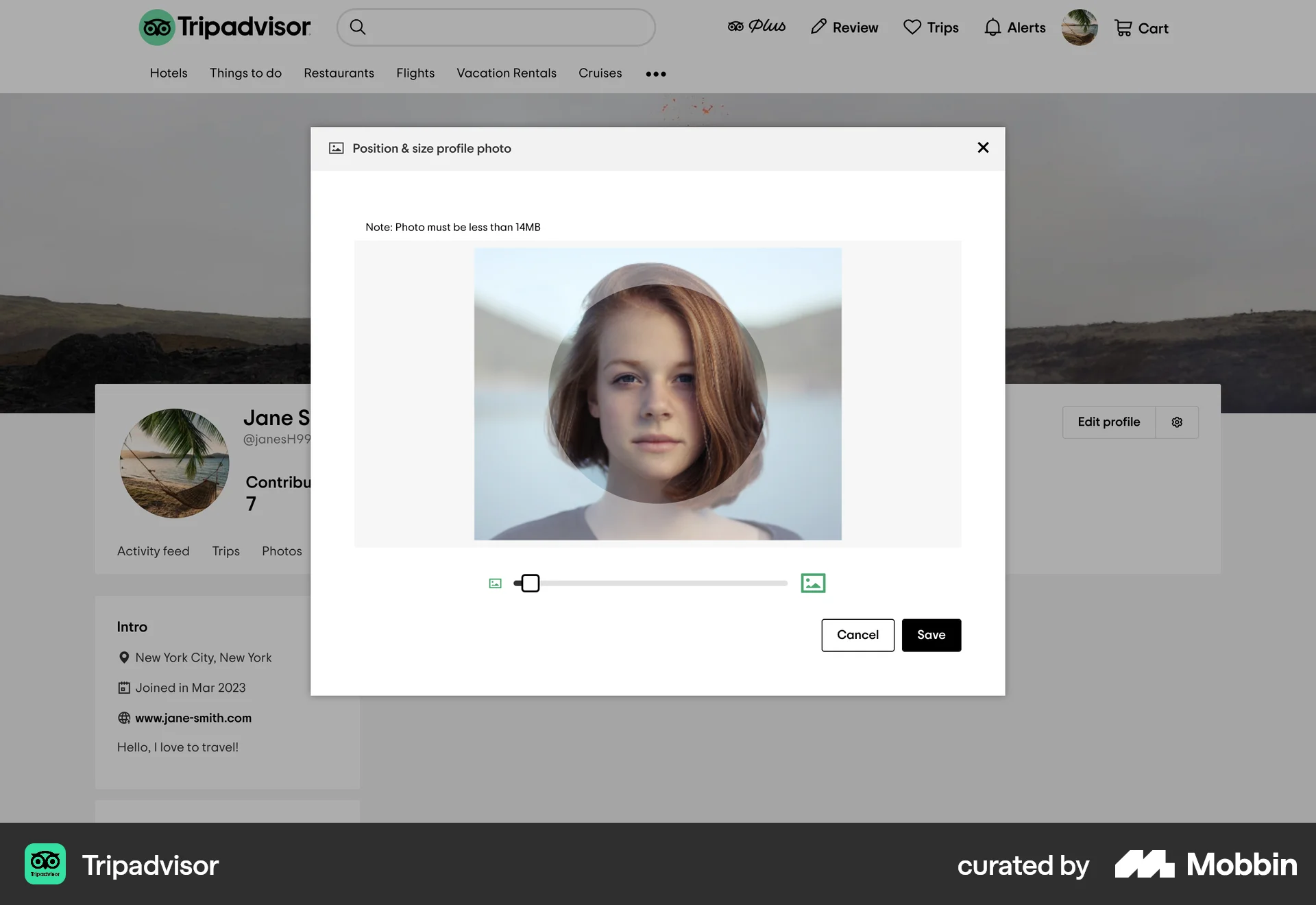 Tripadvisor Web Media Editor screen