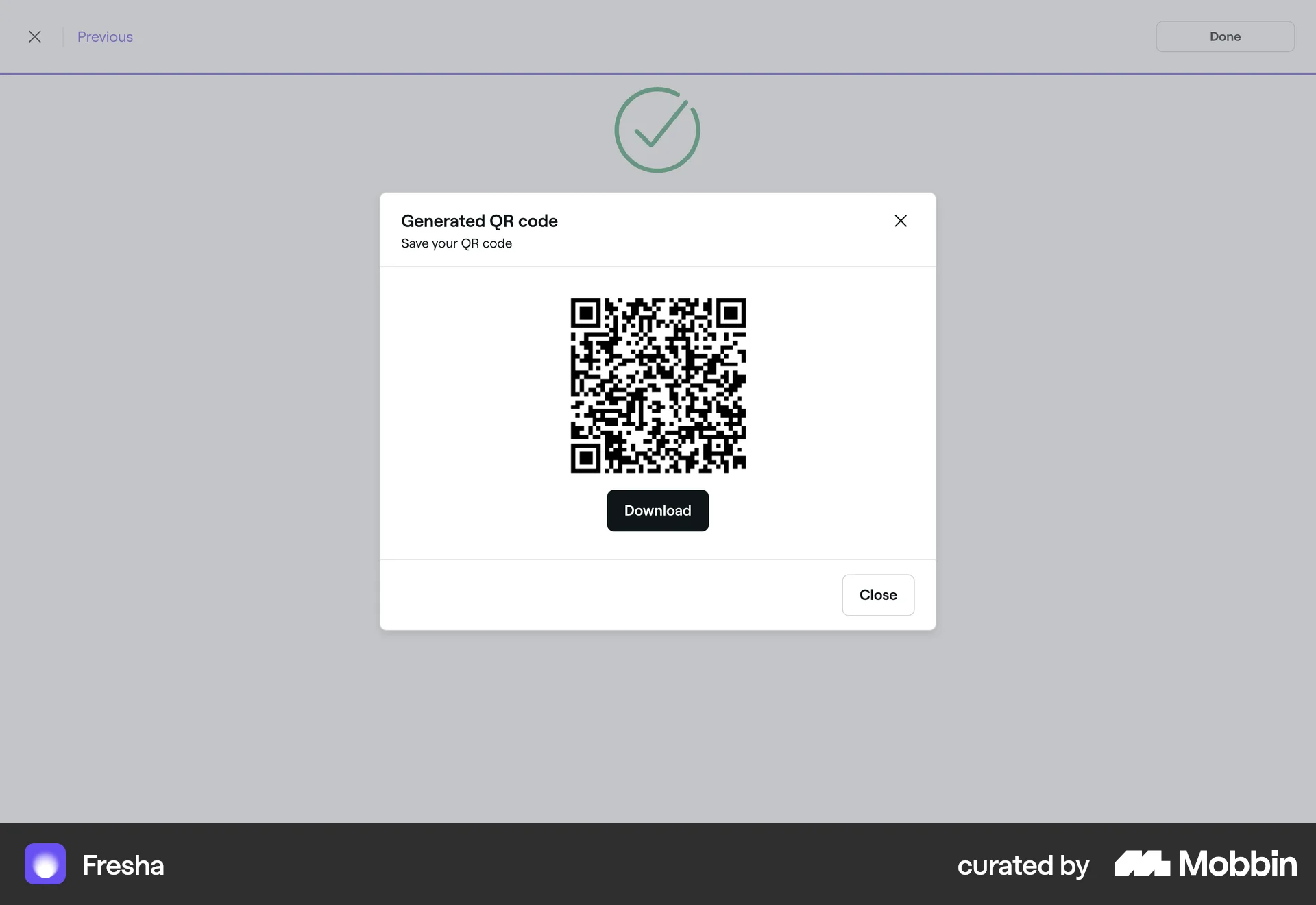 Fresha Web QR Code screen