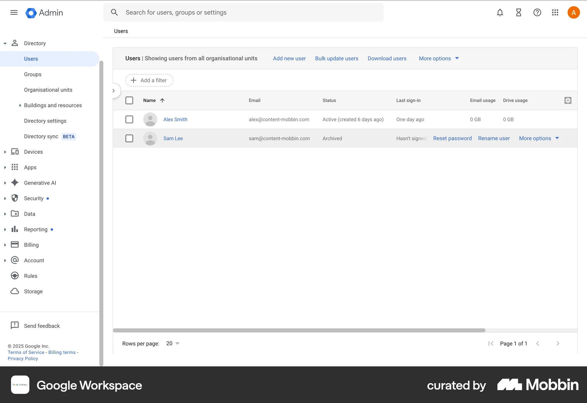 Google Workspace Web Admin UI screen