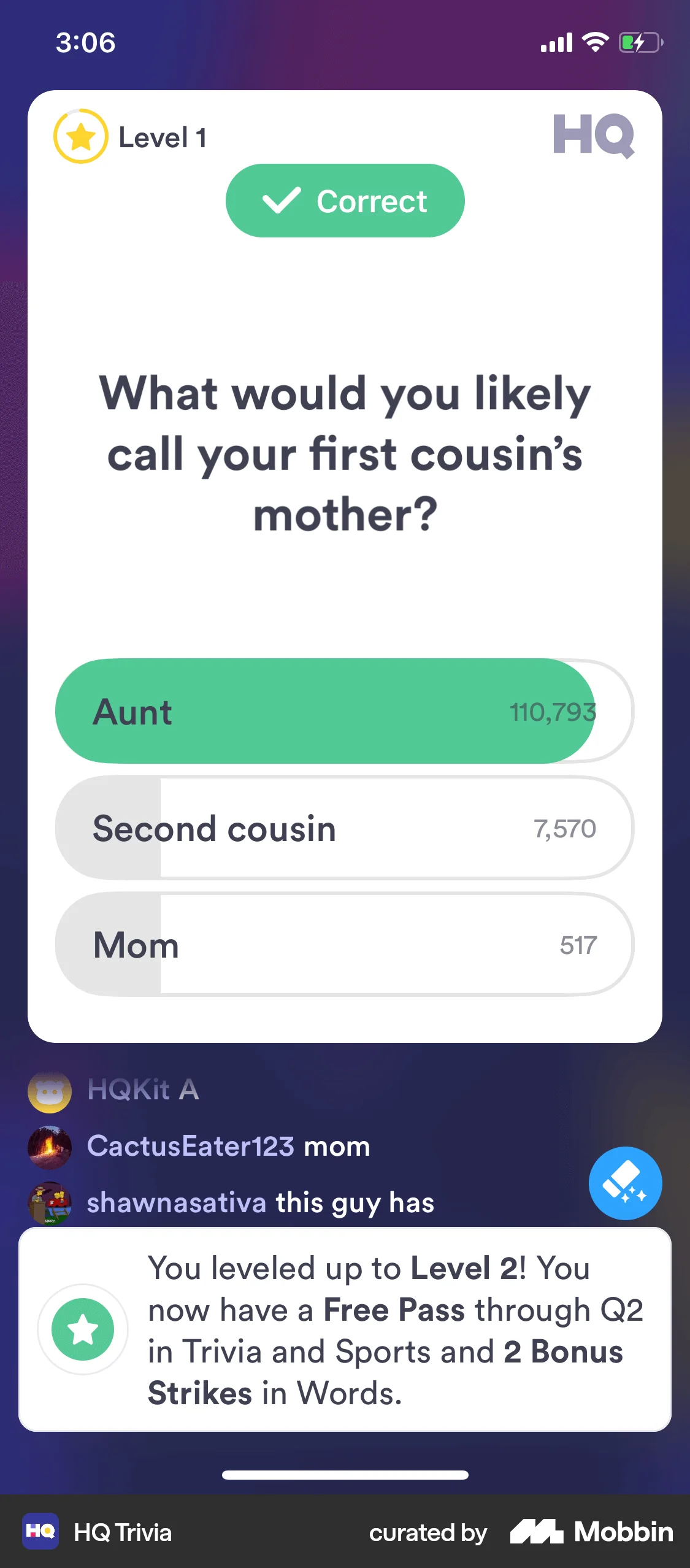 HQ Trivia iOS Achievements & Awards screen
