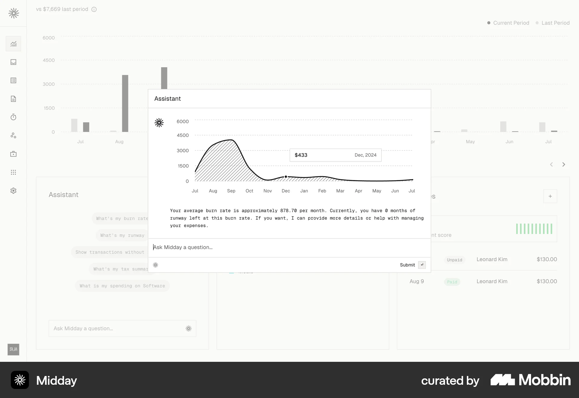 Midday Web Charts screen