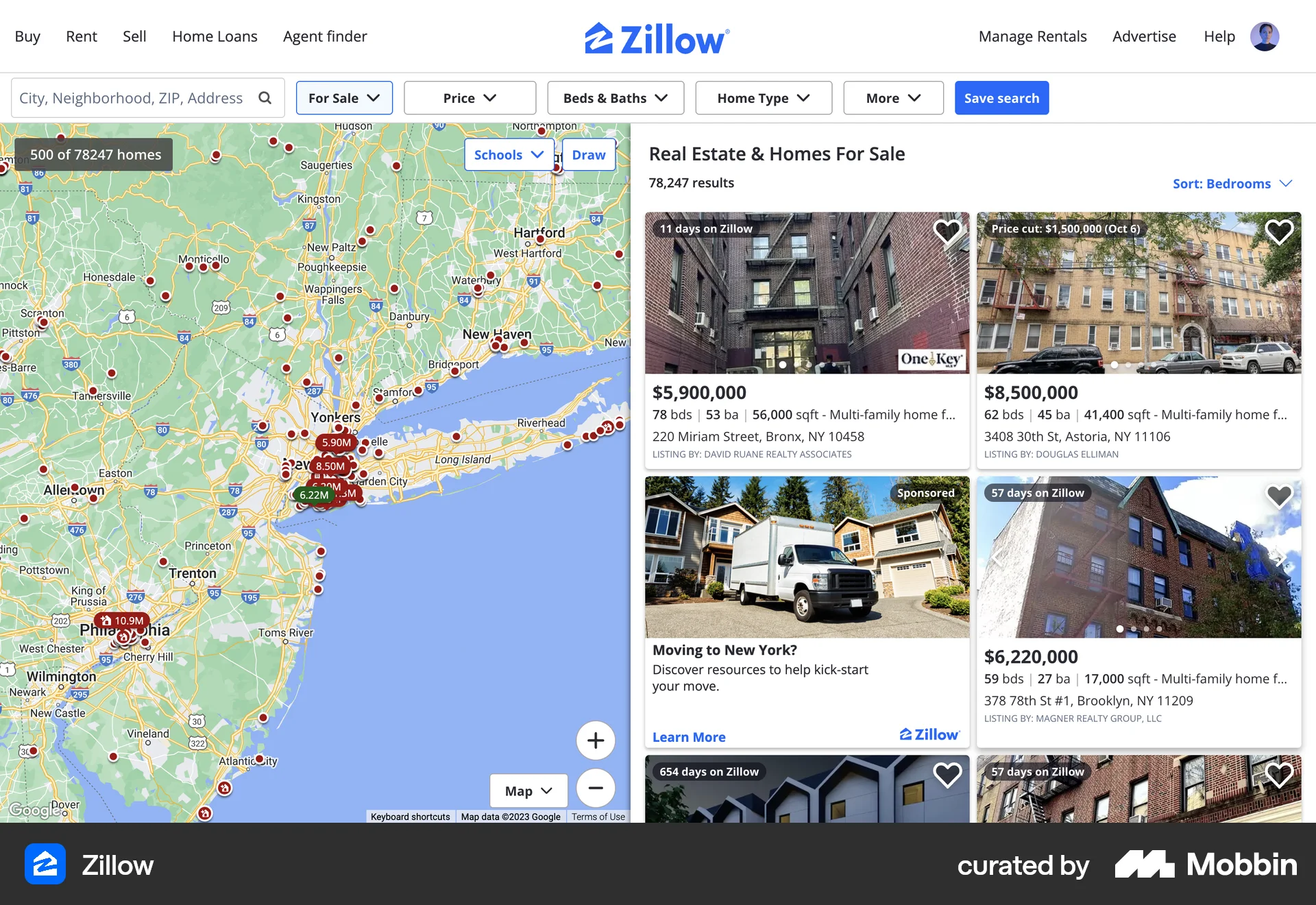 Zillow Web Real Estate App screen