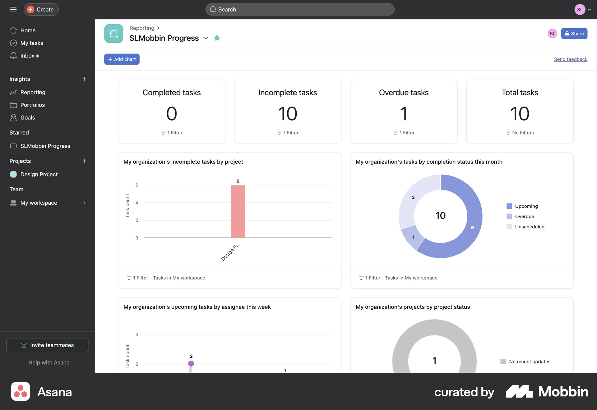 Asana Web Favorite & Pin screen