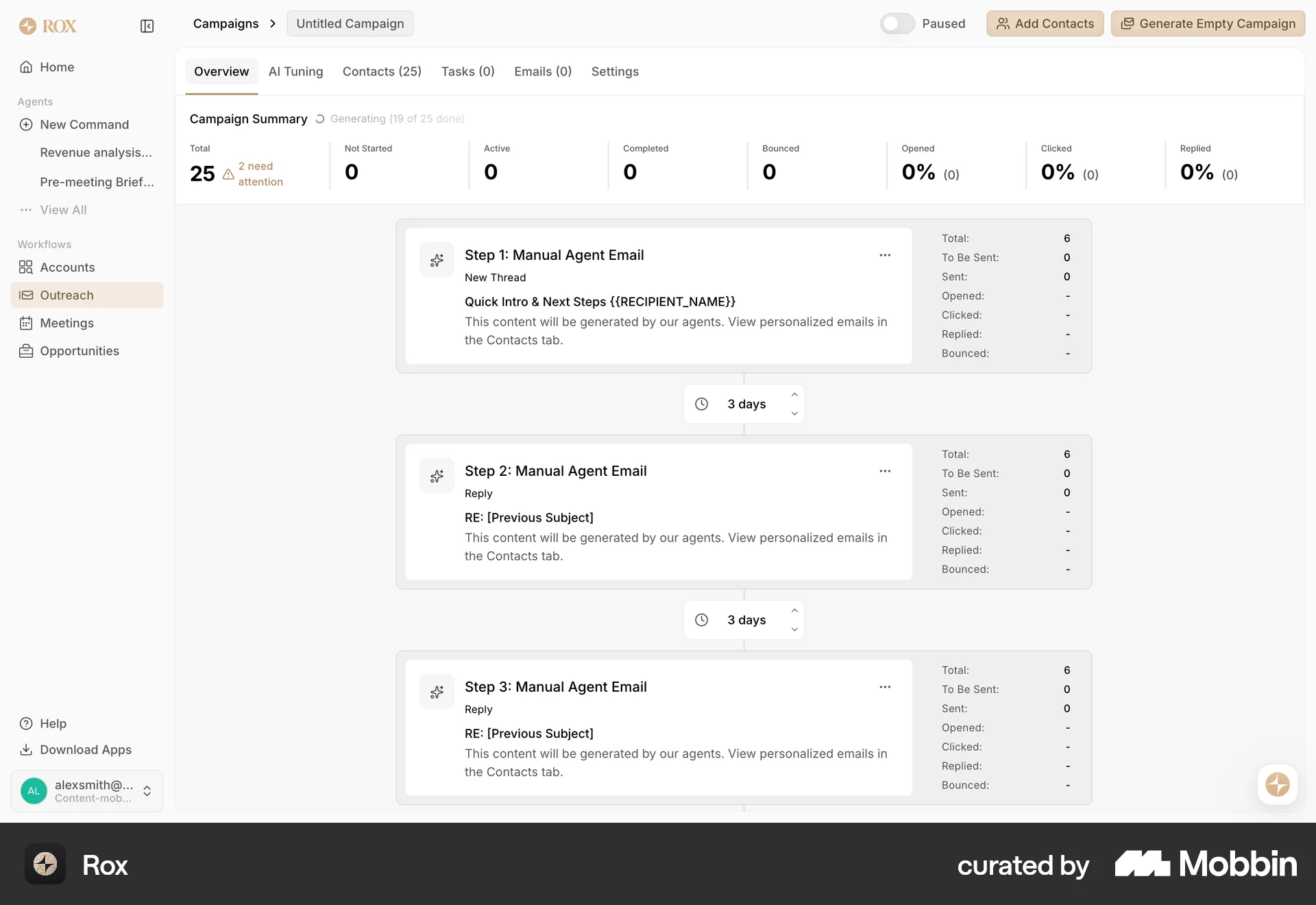 Rox Web Dashboard screen