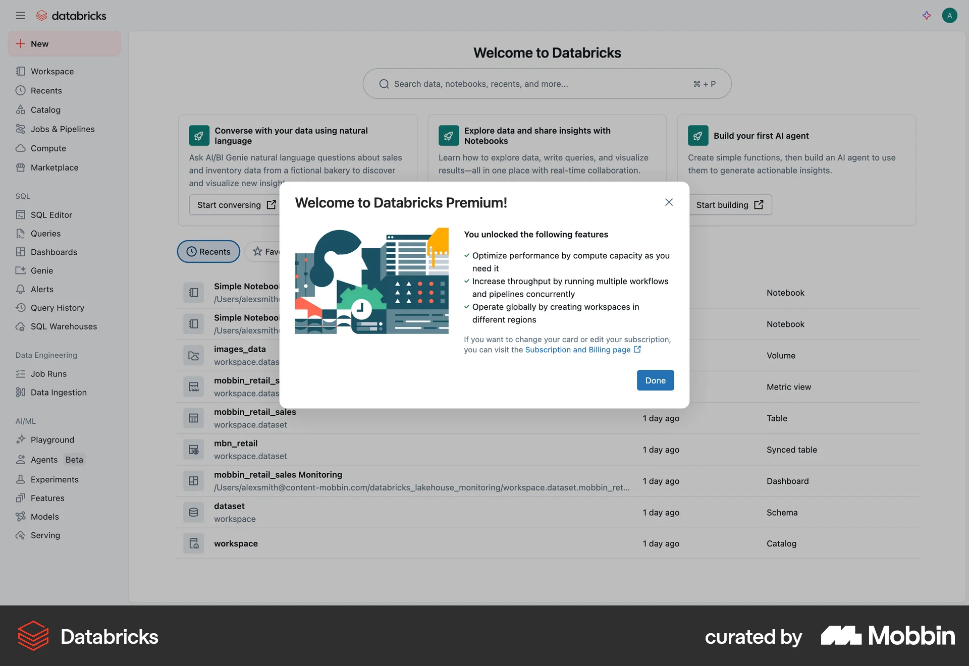 Databricks Web Acknowledgement & Success screen