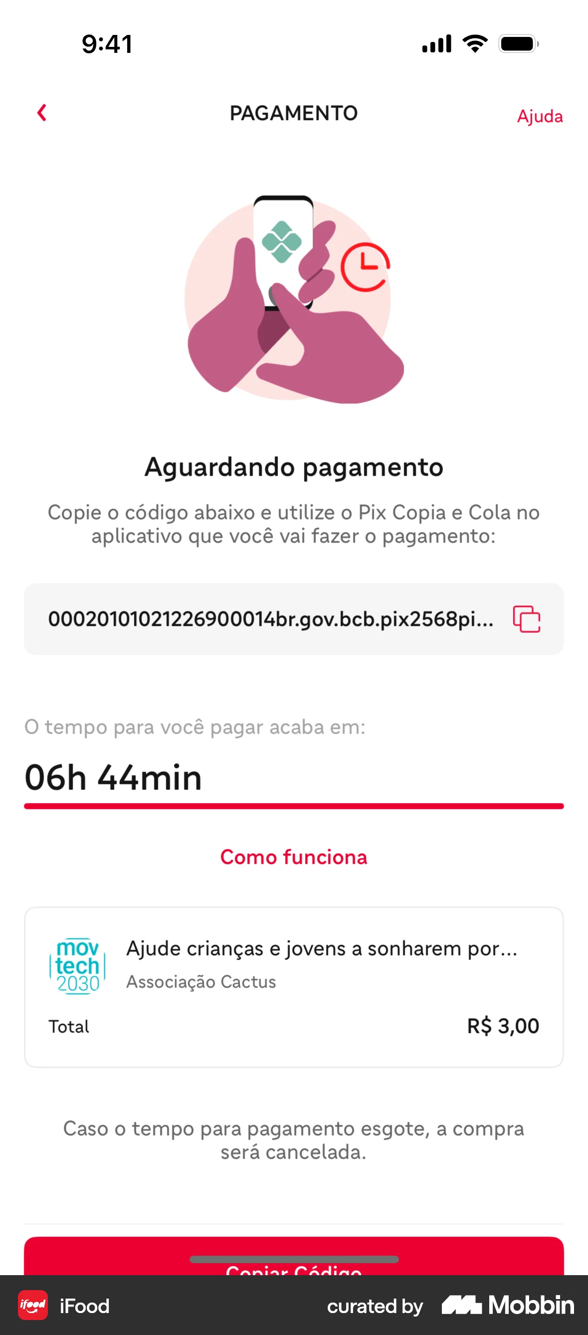 iFood iOS Timer & Clock screen