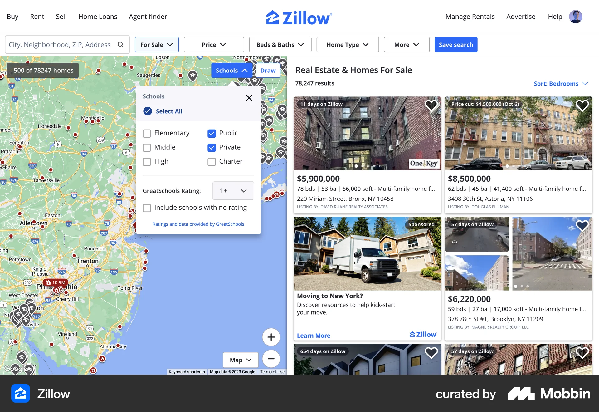 Zillow Web Real Estate App screen