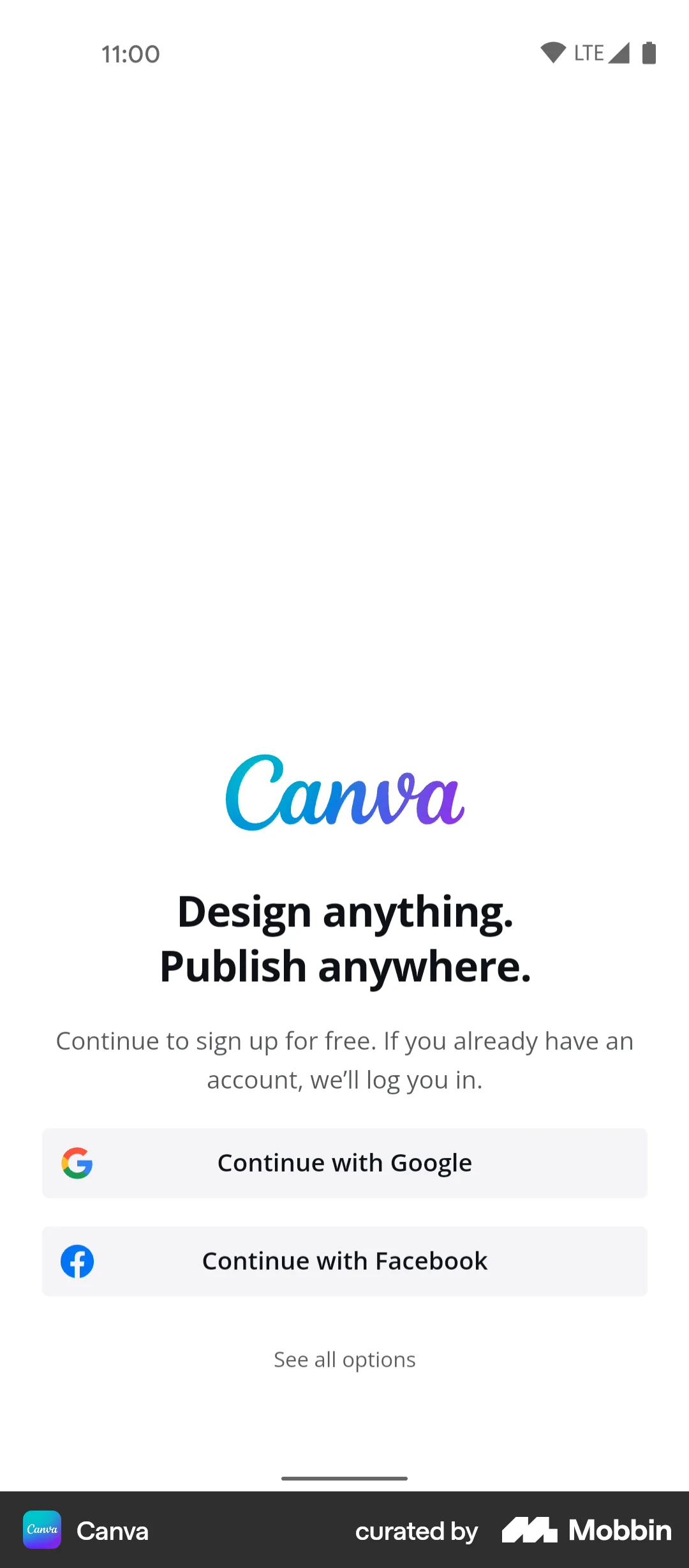 Canva Android Photo & Video App screen