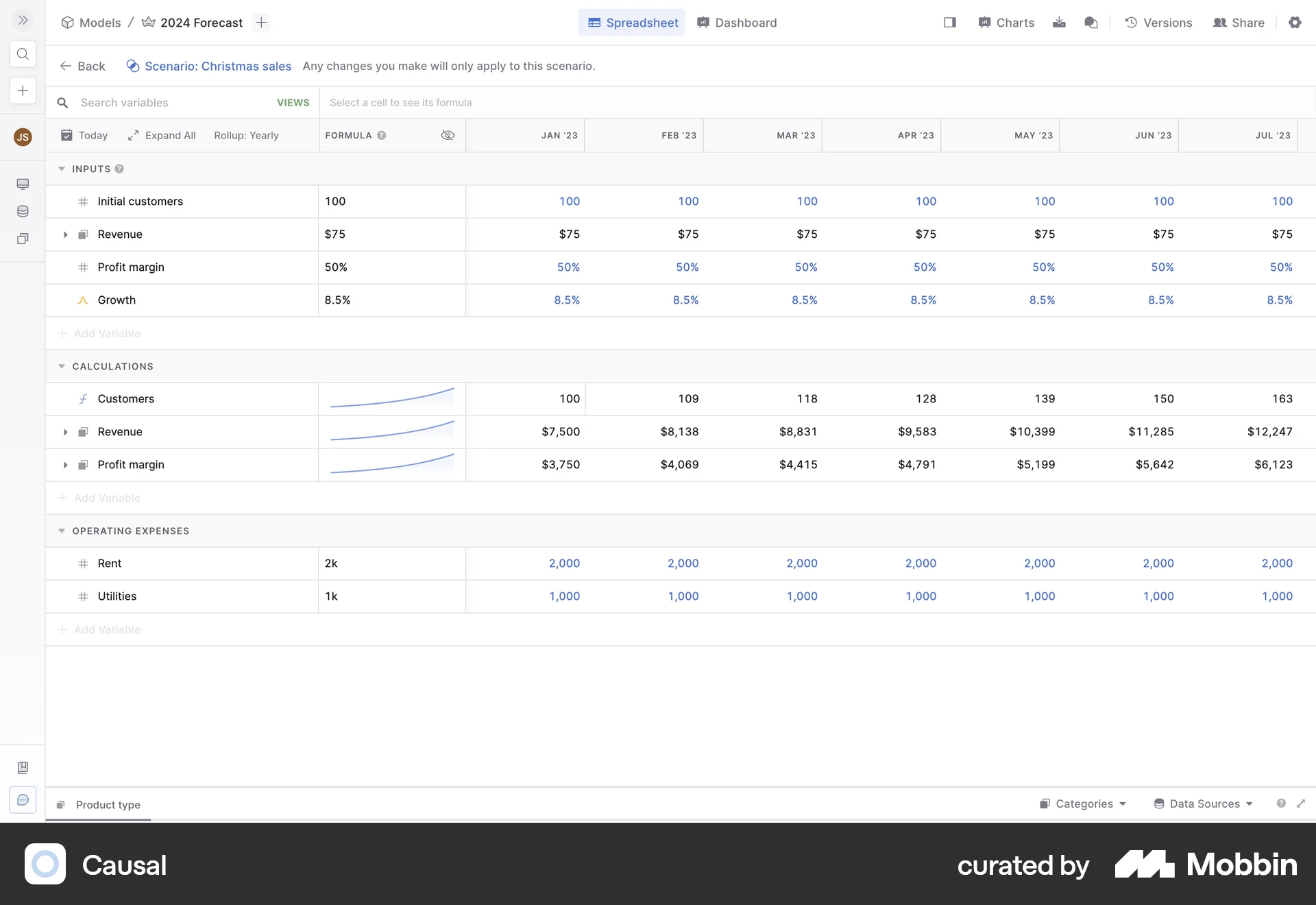 Causal Web screen containing Breadcrumbs UI element