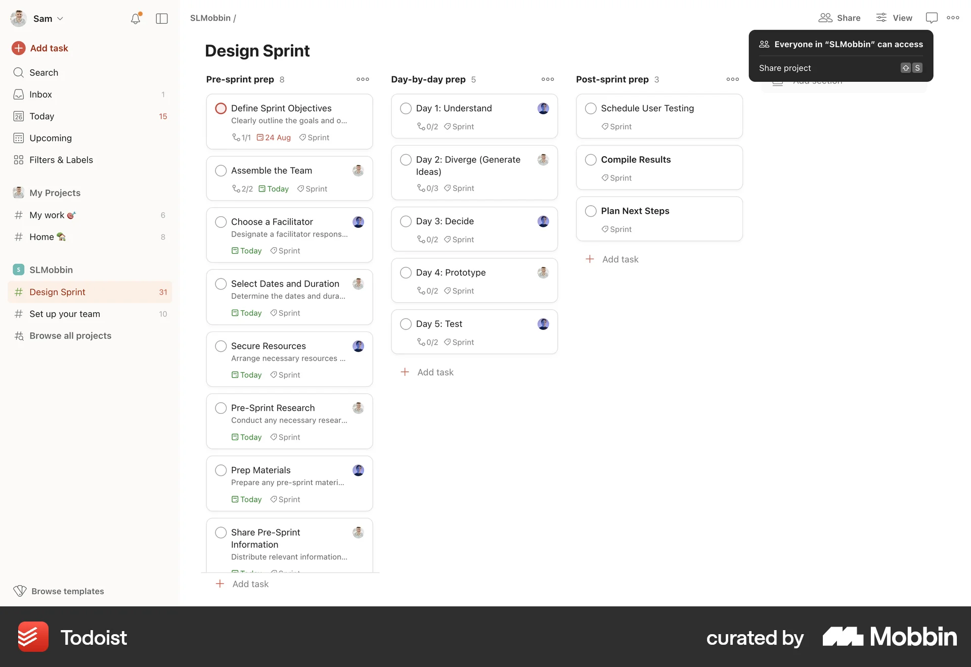 Todoist Web screen containing Keyboard Key UI element
