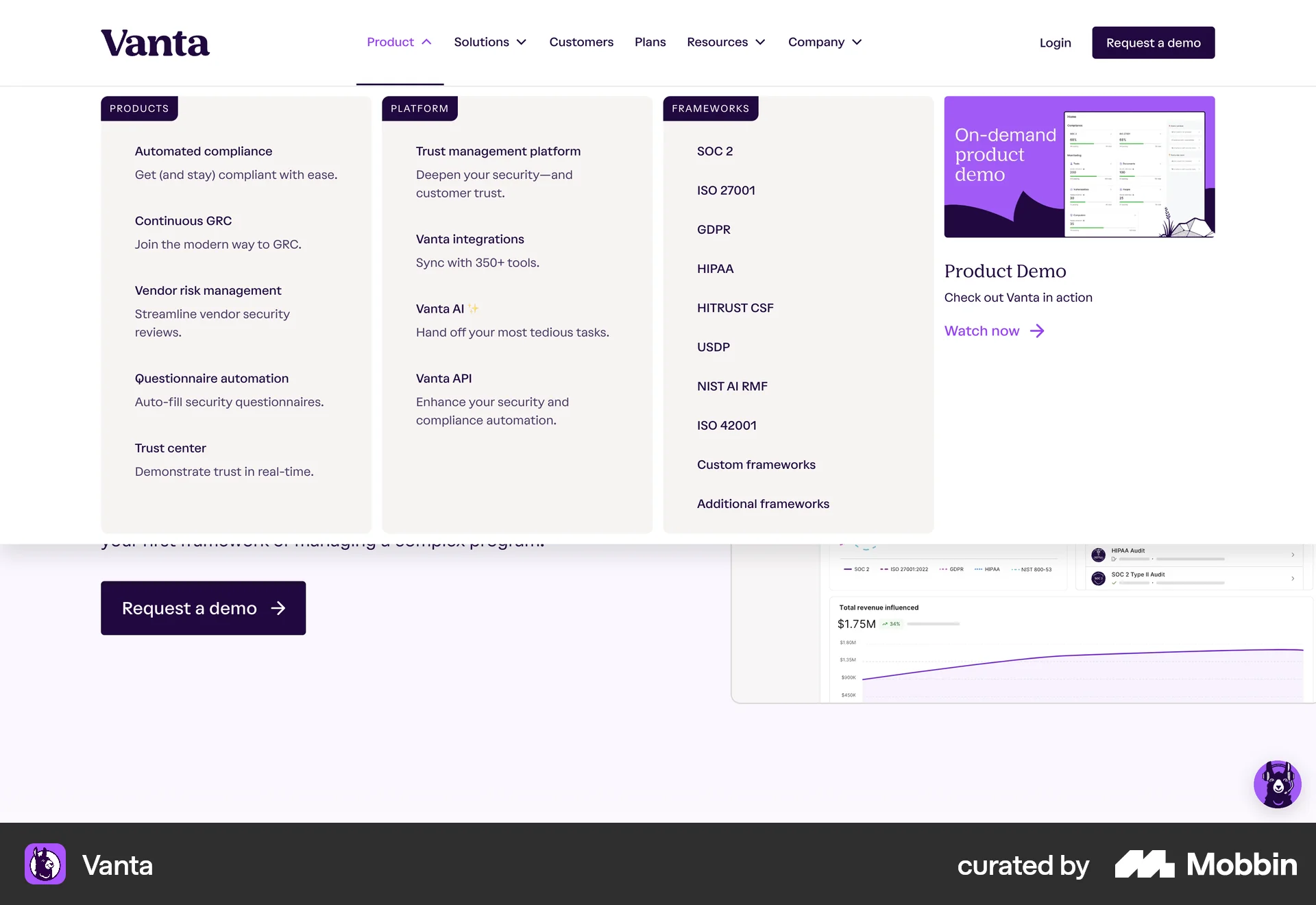Vanta Web screen containing Navigation Menu UI element