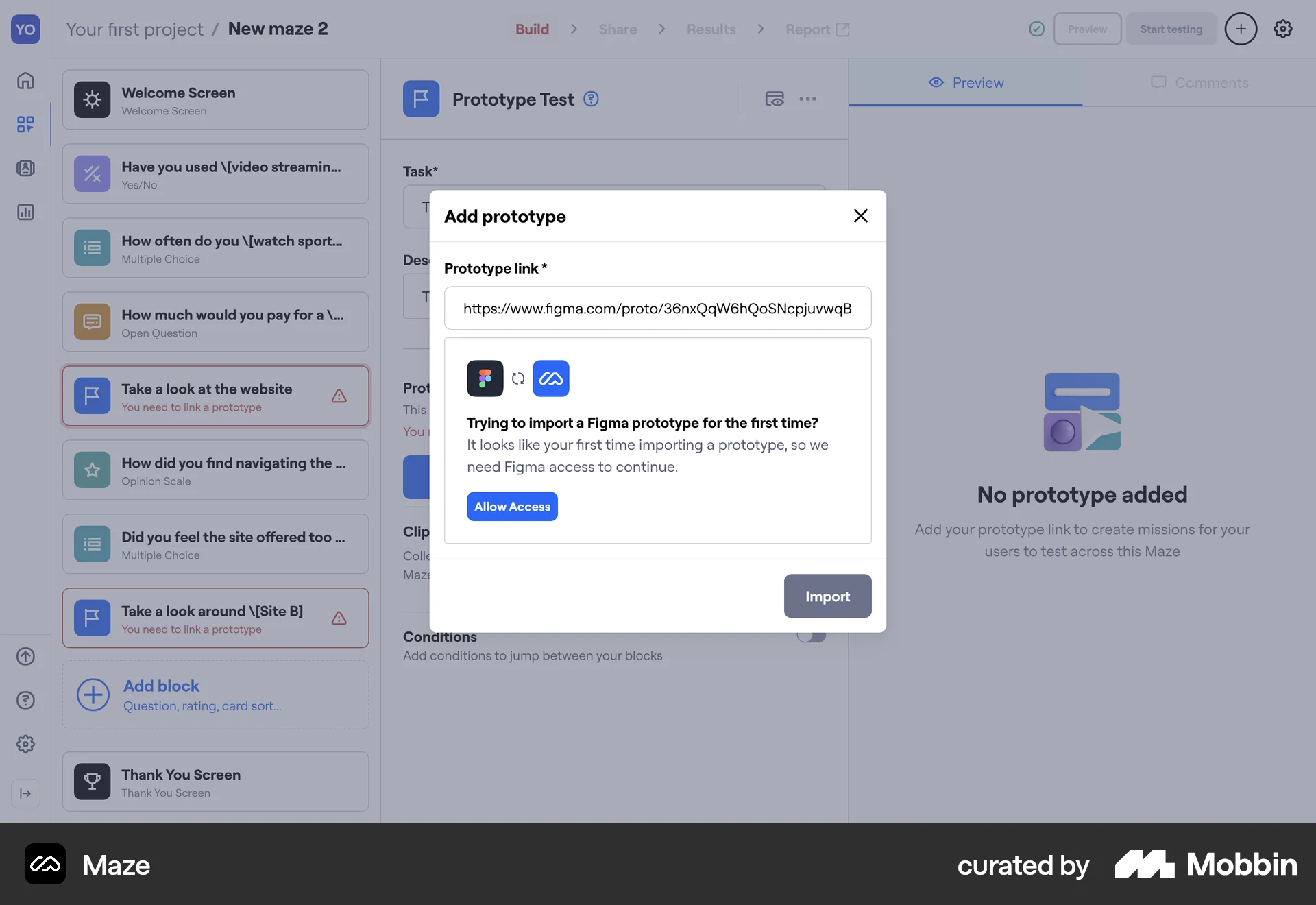 Maze Web Permission screen